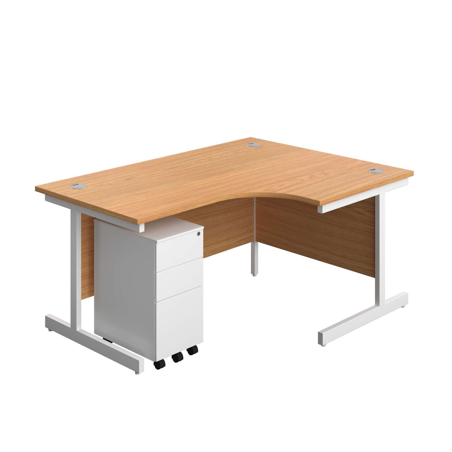 Single Upright Right Hand Radial Desk + Slimline Steel Pedestal 3 Drawers (FSC)