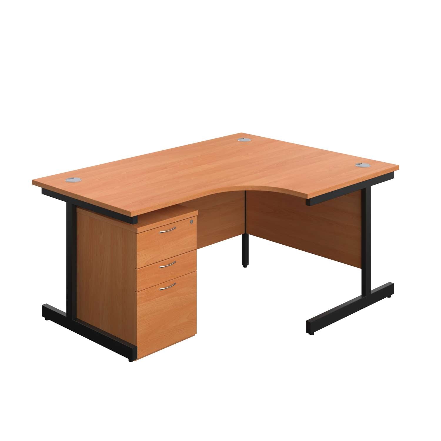 Single Upright Right Hand Radial Desk + High Mobile Pedestal 3 Drawer (FSC)