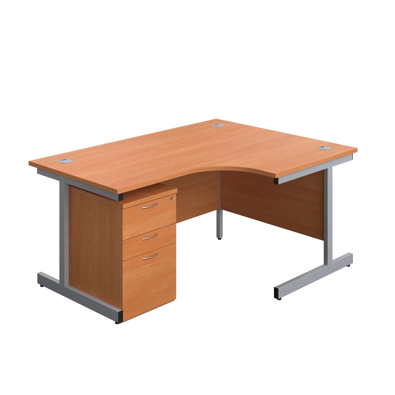 Single Upright Right Hand Radial Desk + High Mobile Pedestal 3 Drawer (FSC)