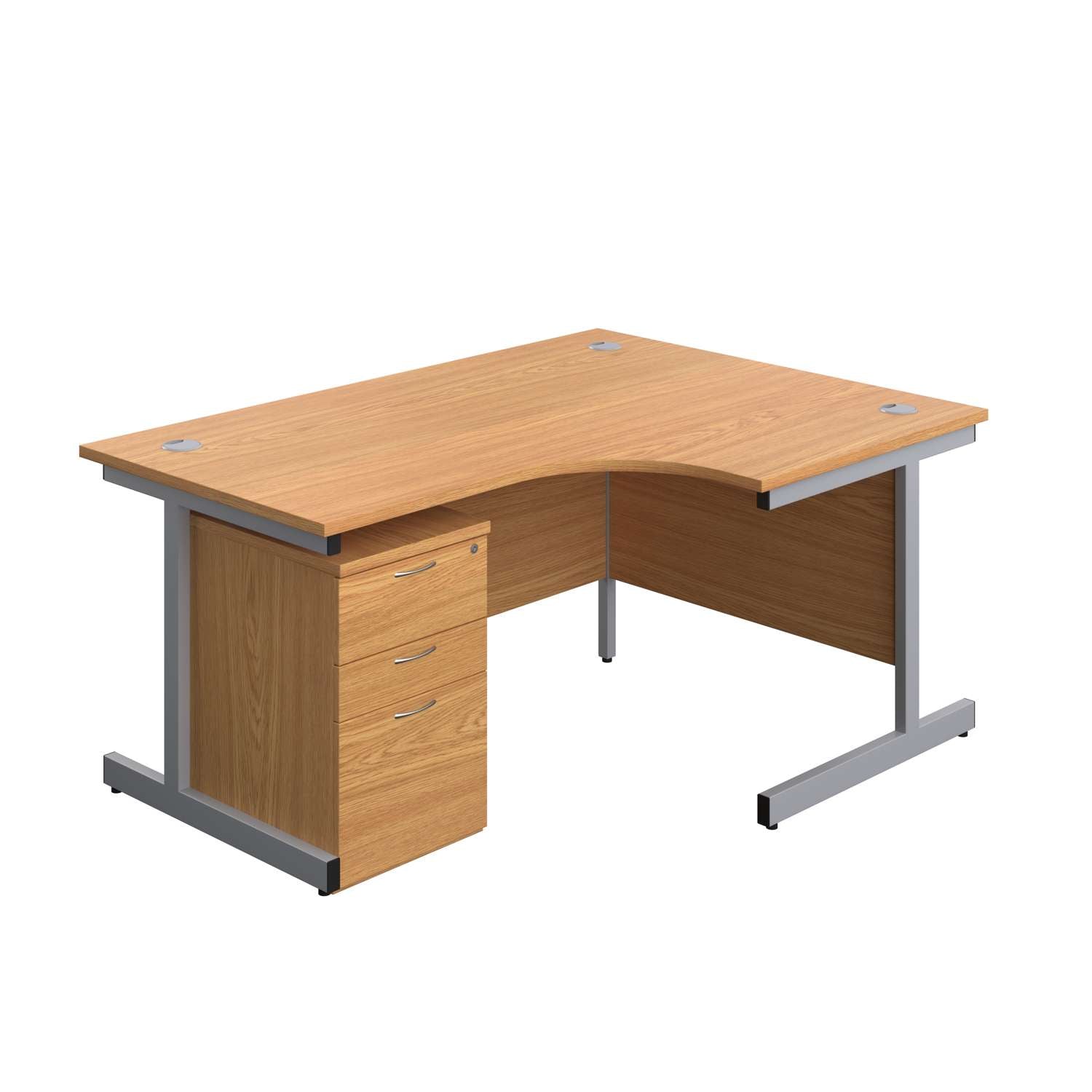 Single Upright Right Hand Radial Desk + High Mobile Pedestal 3 Drawer (FSC)