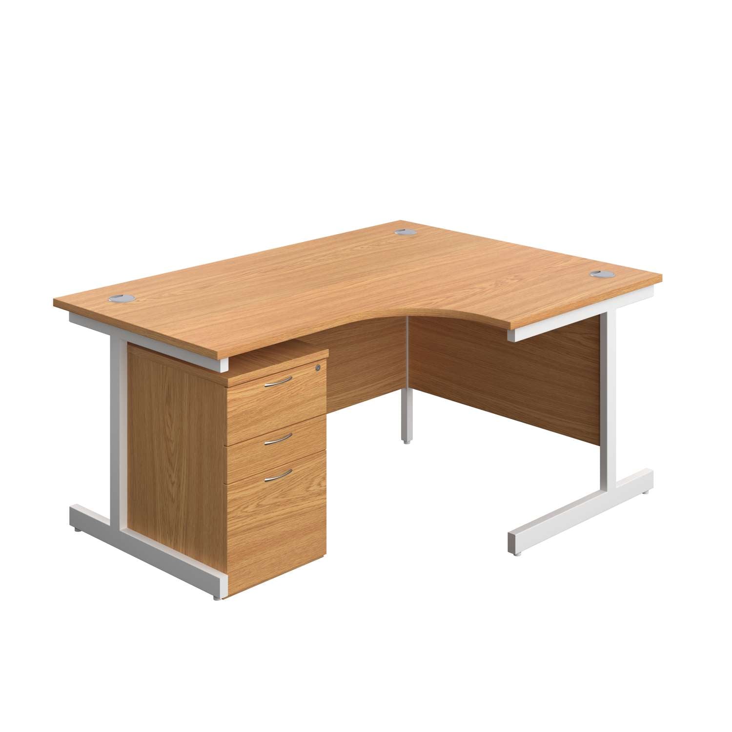 Single Upright Right Hand Radial Desk + High Mobile Pedestal 3 Drawer (FSC)