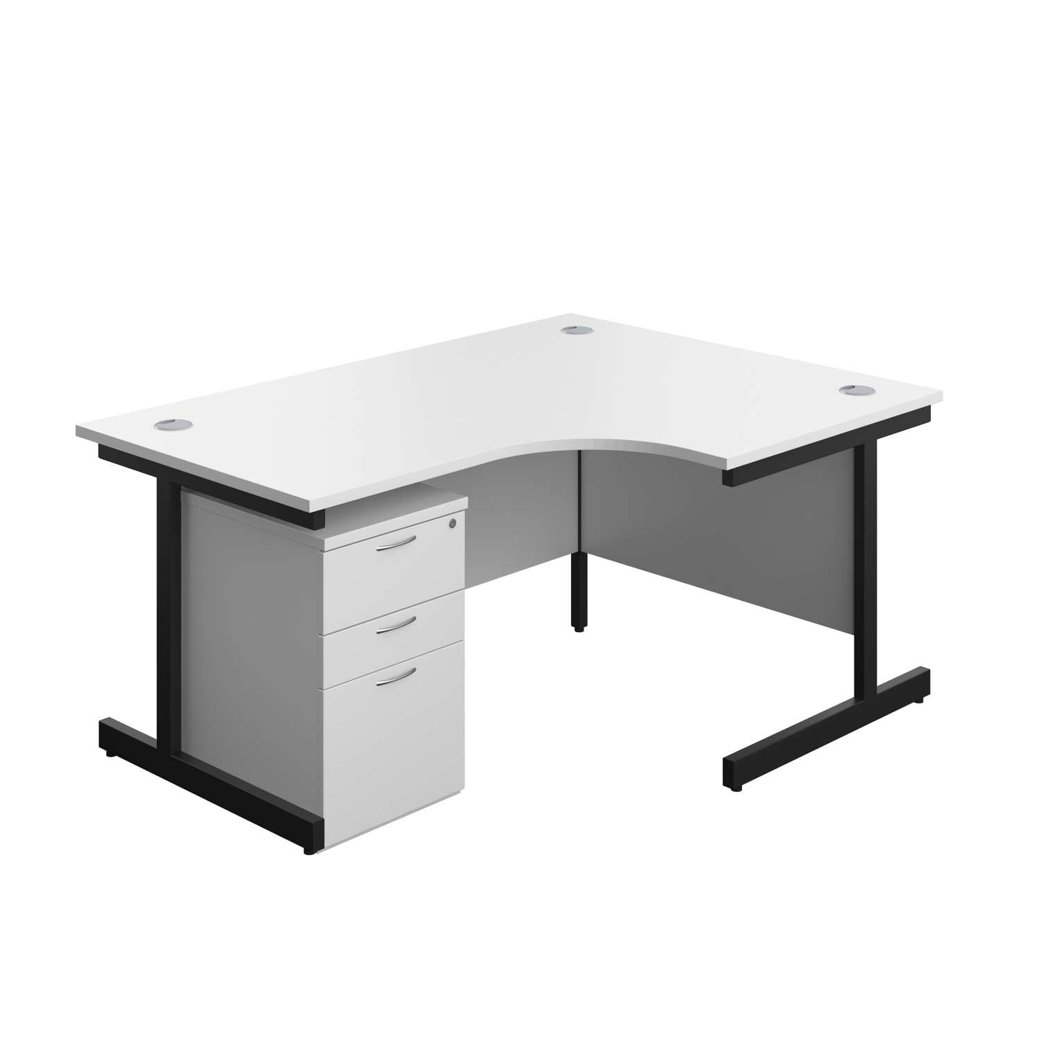 Single Upright Right Hand Radial Desk + High Mobile Pedestal 3 Drawer (FSC)