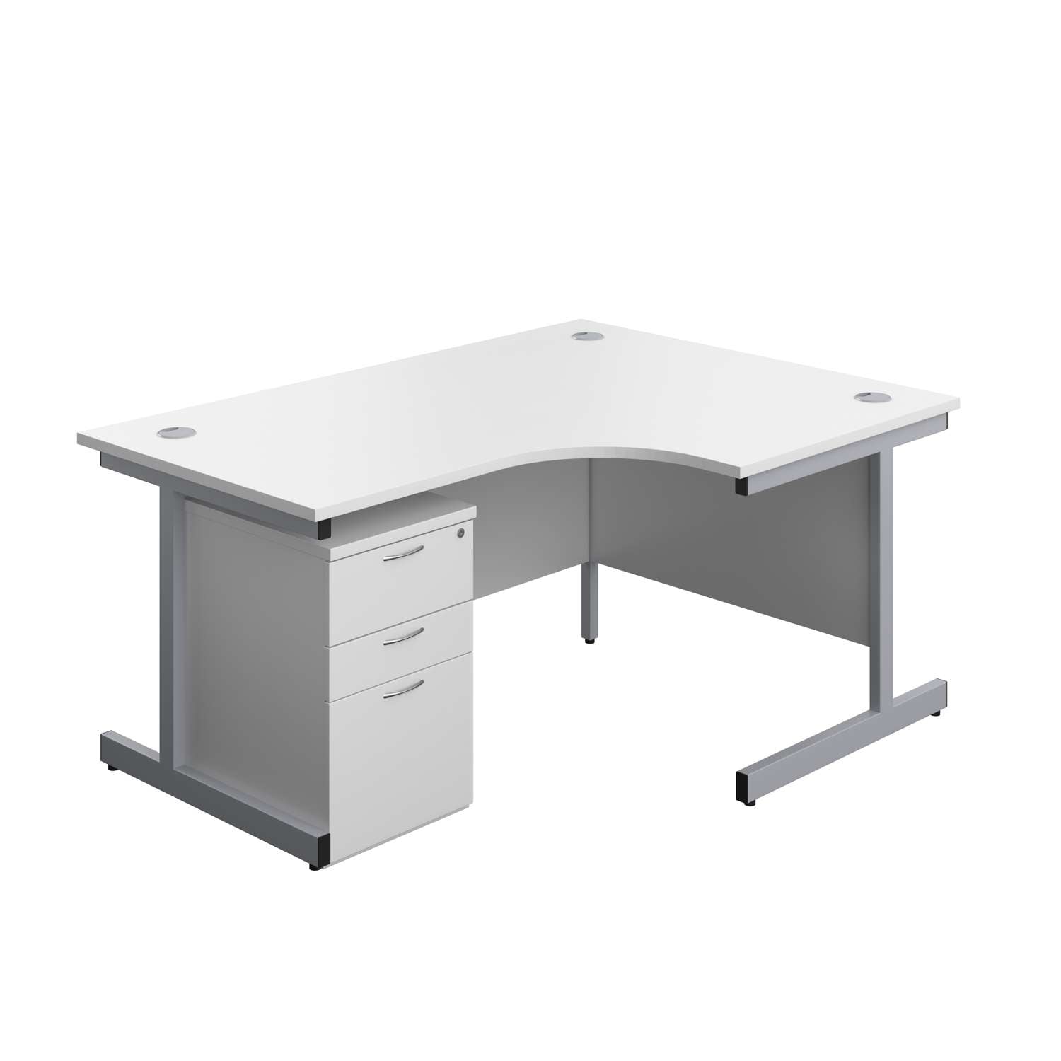 Single Upright Right Hand Radial Desk + High Mobile Pedestal 3 Drawer (FSC)