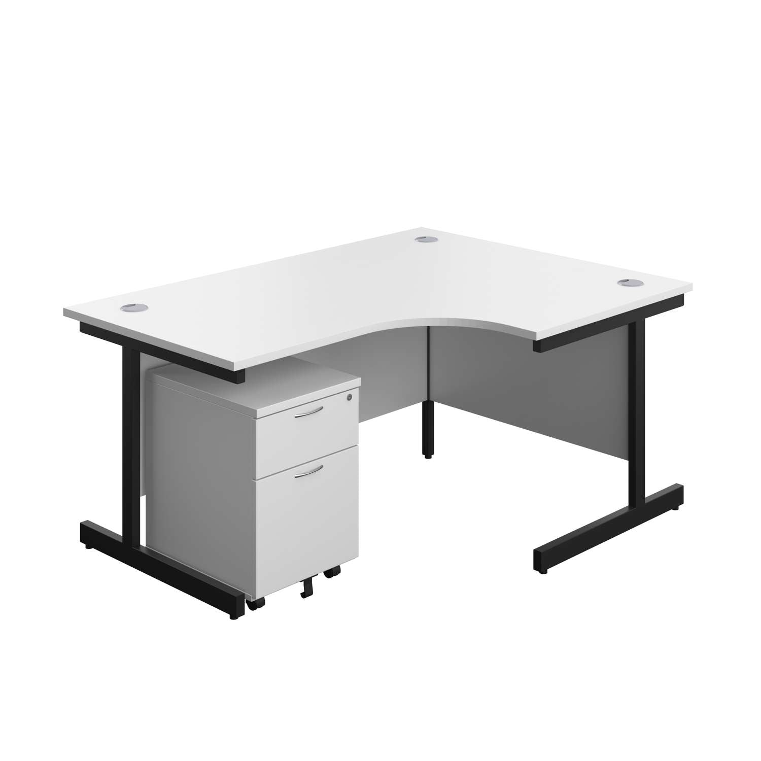 Single Upright Right Hand Radial Desk + Mobile 2 Drawer Pedestal (FSC)