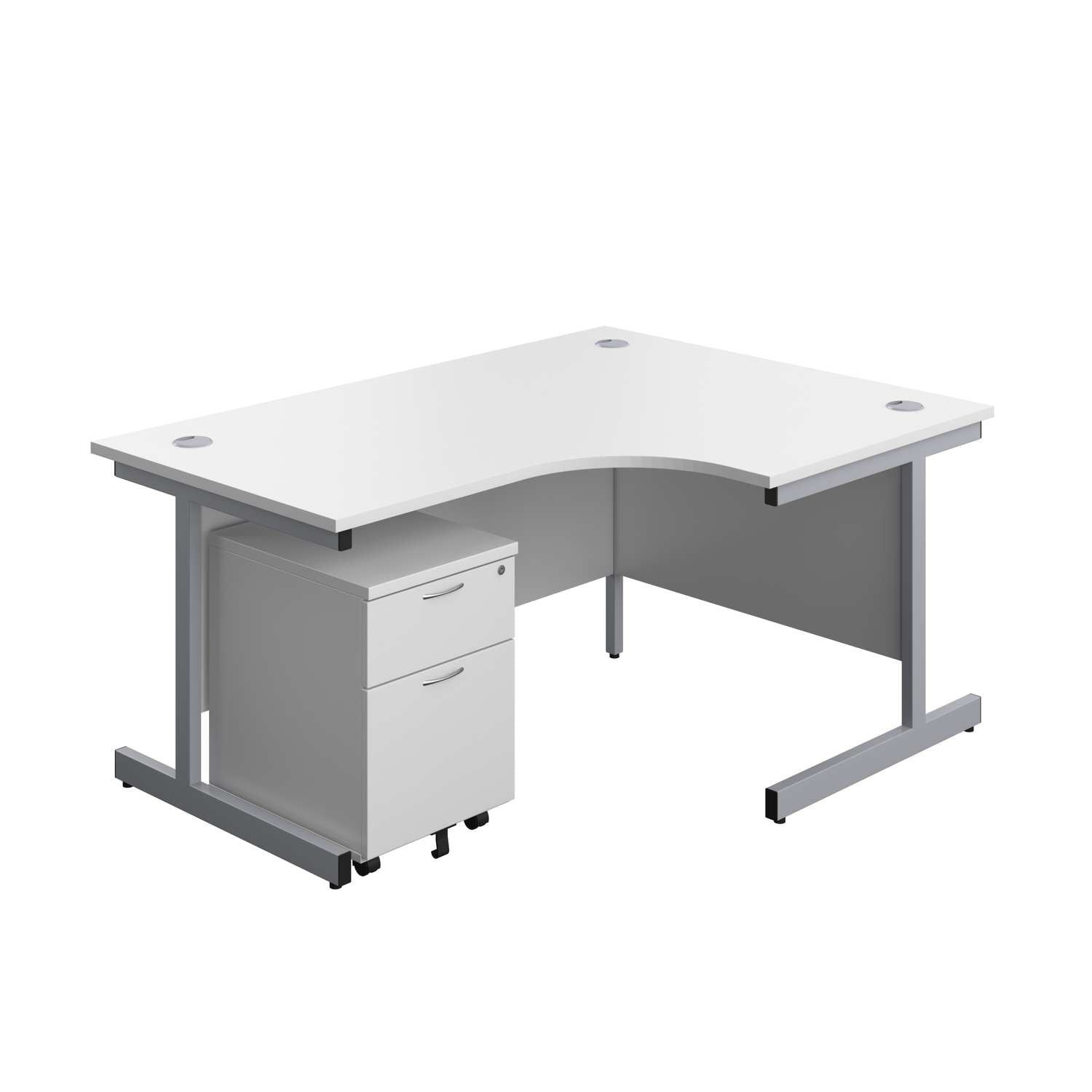 Single Upright Right Hand Radial Desk + Mobile 2 Drawer Pedestal (FSC)