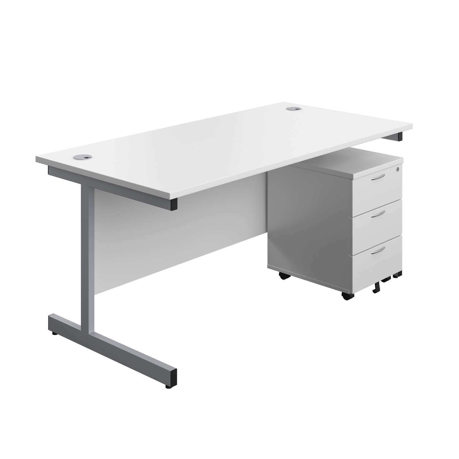 Single Upright Rectangular Desk + Mobile 3 Drawer Pedestal (FSC)