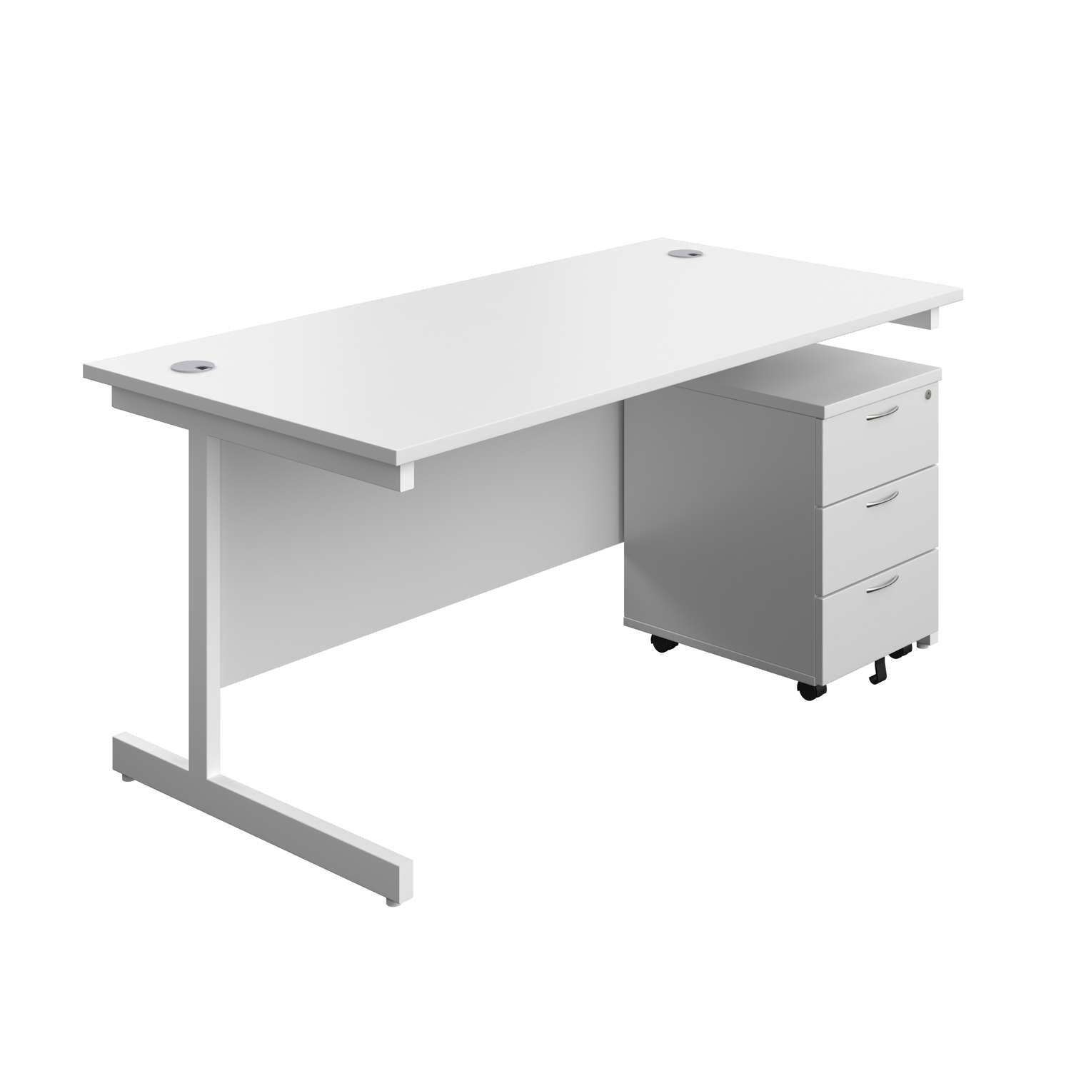 Single Upright Rectangular Desk + Mobile 3 Drawer Pedestal (FSC)