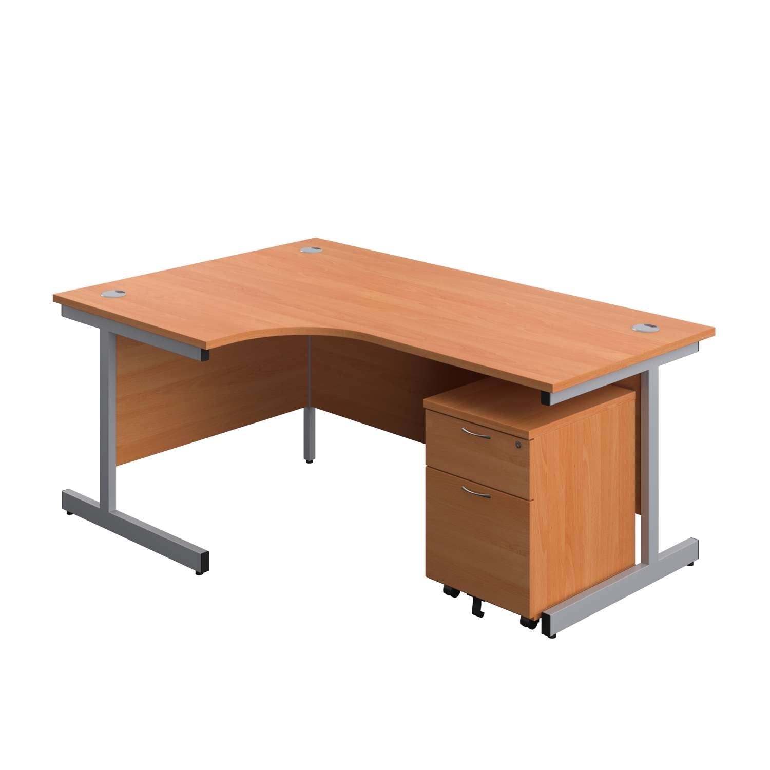 Single Upright Left Hand Radial Desk + Mobile 2 Drawer Pedestal (FSC)