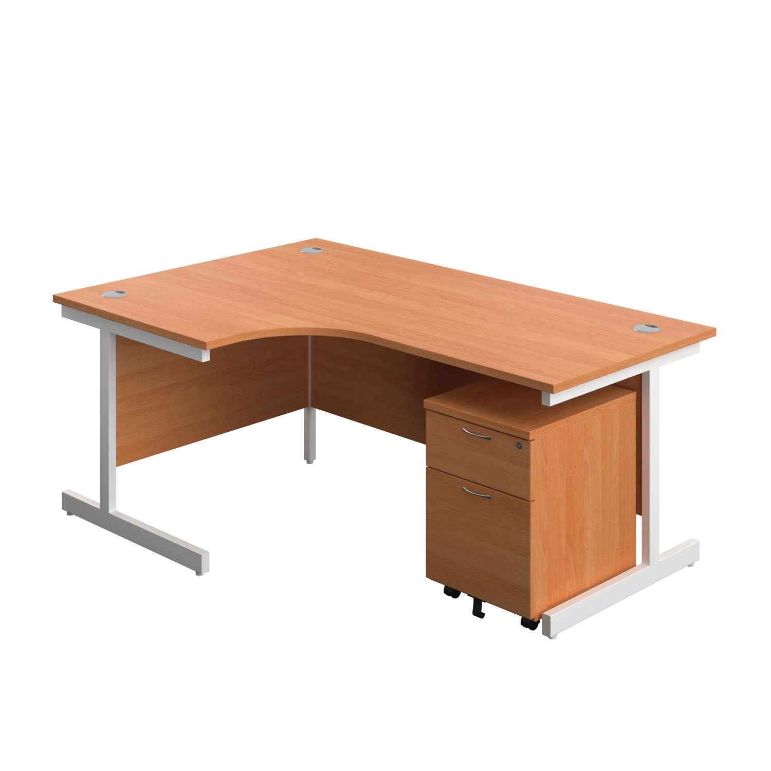 Single Upright Left Hand Radial Desk + Mobile 2 Drawer Pedestal (FSC)