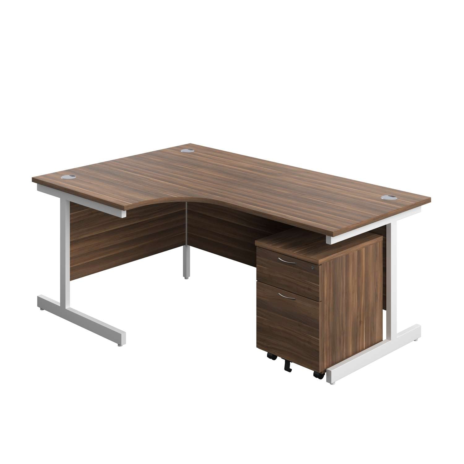 Single Upright Left Hand Radial Desk + Mobile 2 Drawer Pedestal (FSC)