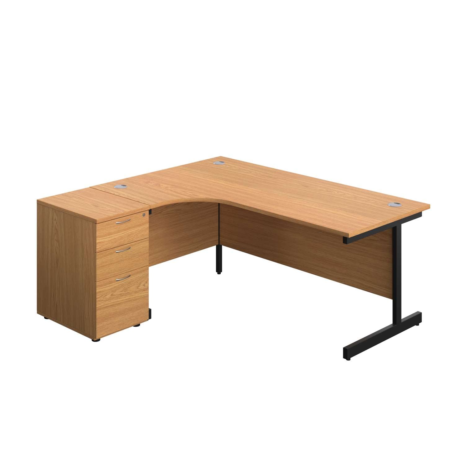 Single Upright Left Hand Radial Desk + Desk High 3 Drawer Pedestal (FSC)