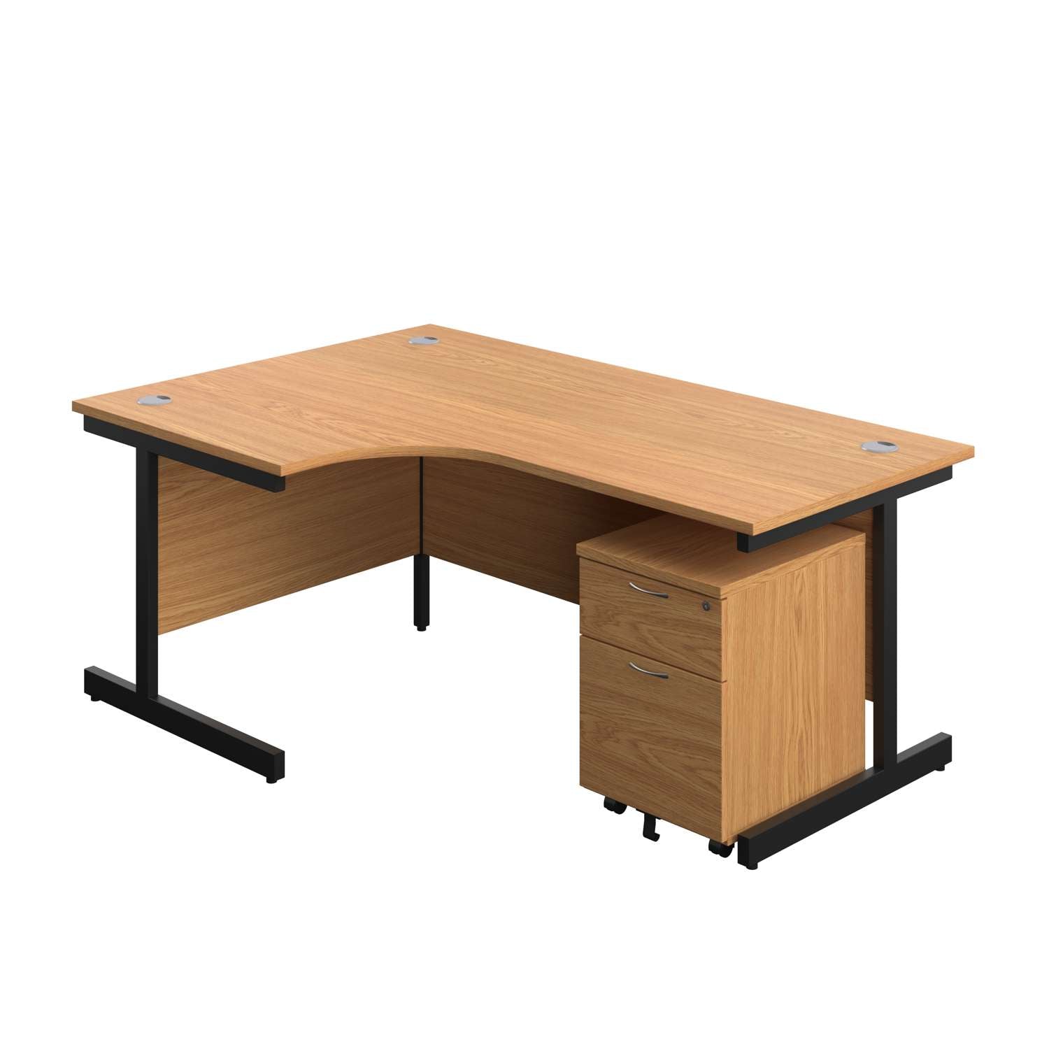 Single Upright Left Hand Radial Desk + Mobile 2 Drawer Pedestal (FSC)