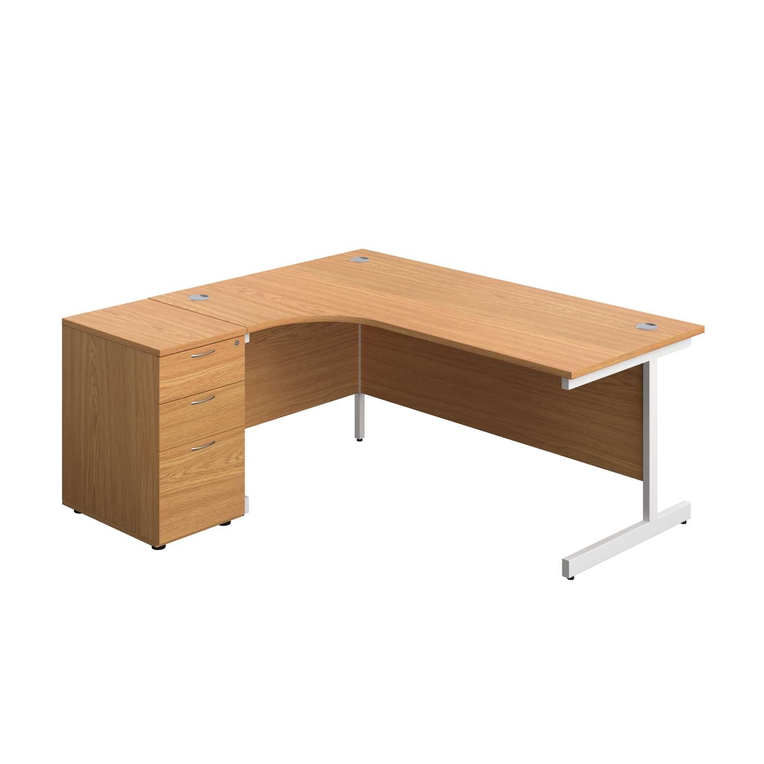 Single Upright Left Hand Radial Desk + Desk High 3 Drawer Pedestal (FSC)