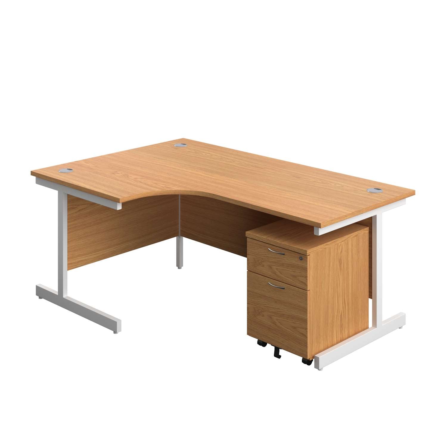 Single Upright Left Hand Radial Desk + Mobile 2 Drawer Pedestal (FSC)