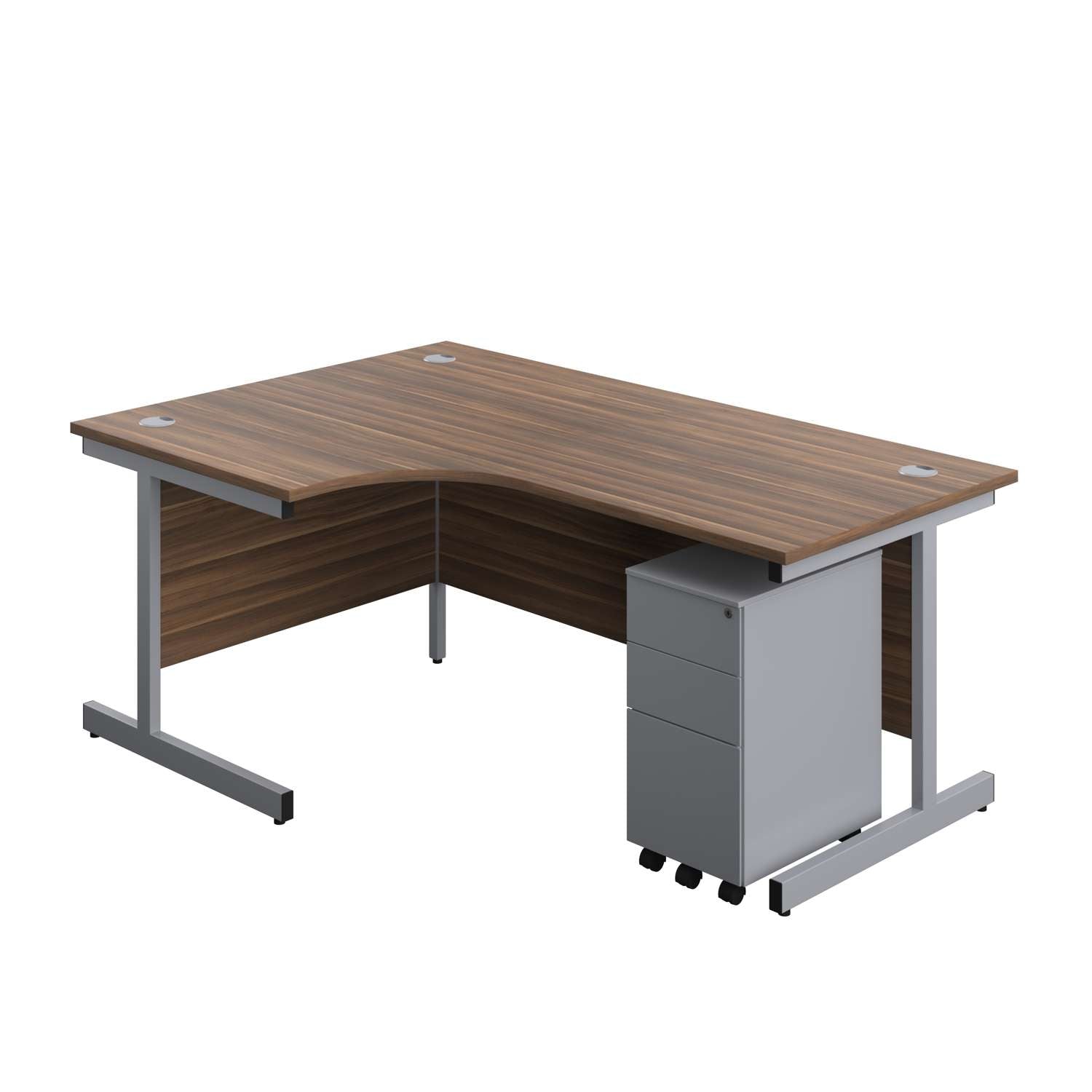 Single Upright Left Hand Radial Desk + Slimline Steel Pedestal 3 Drawers (FSC)