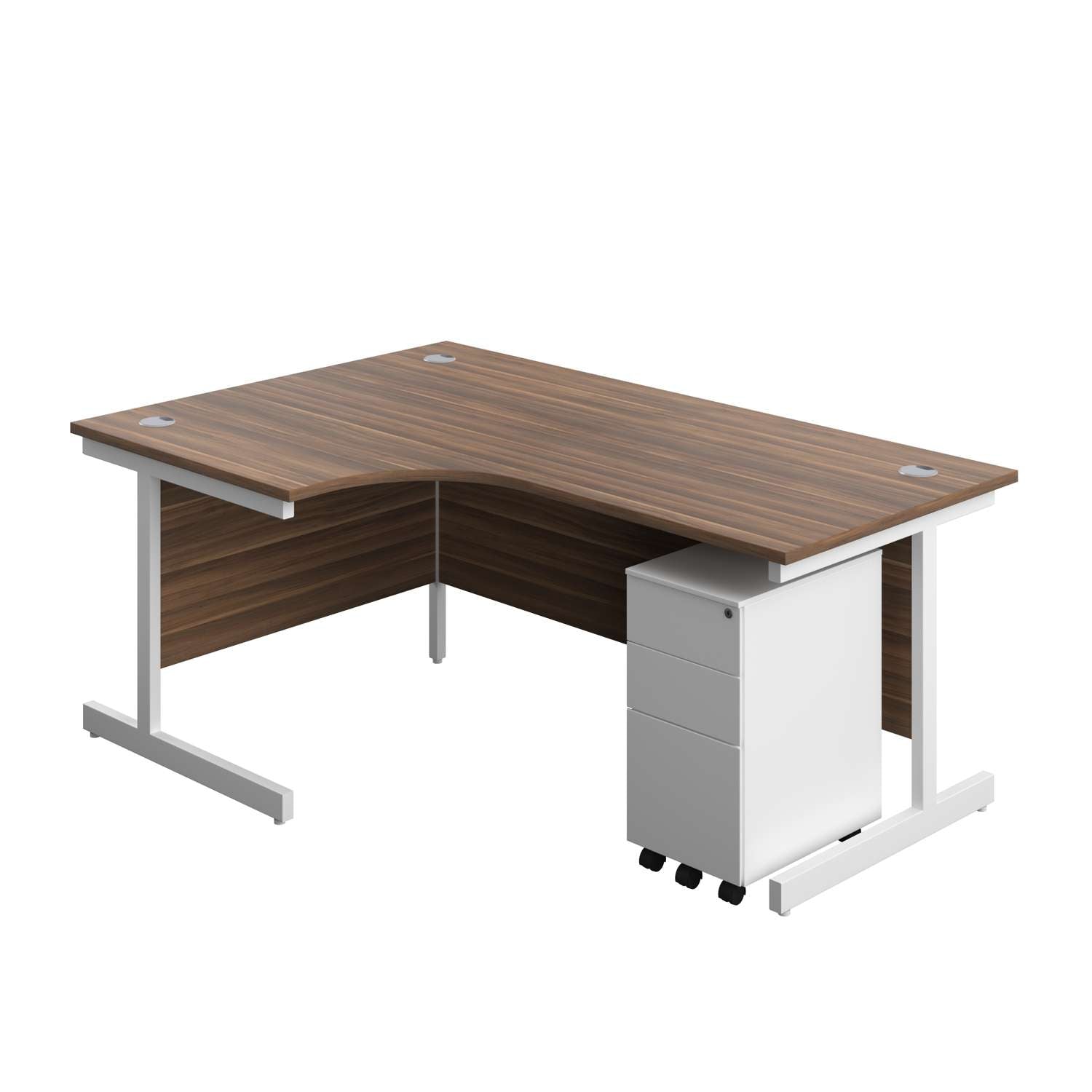 Single Upright Left Hand Radial Desk + Slimline Steel Pedestal 3 Drawers (FSC)