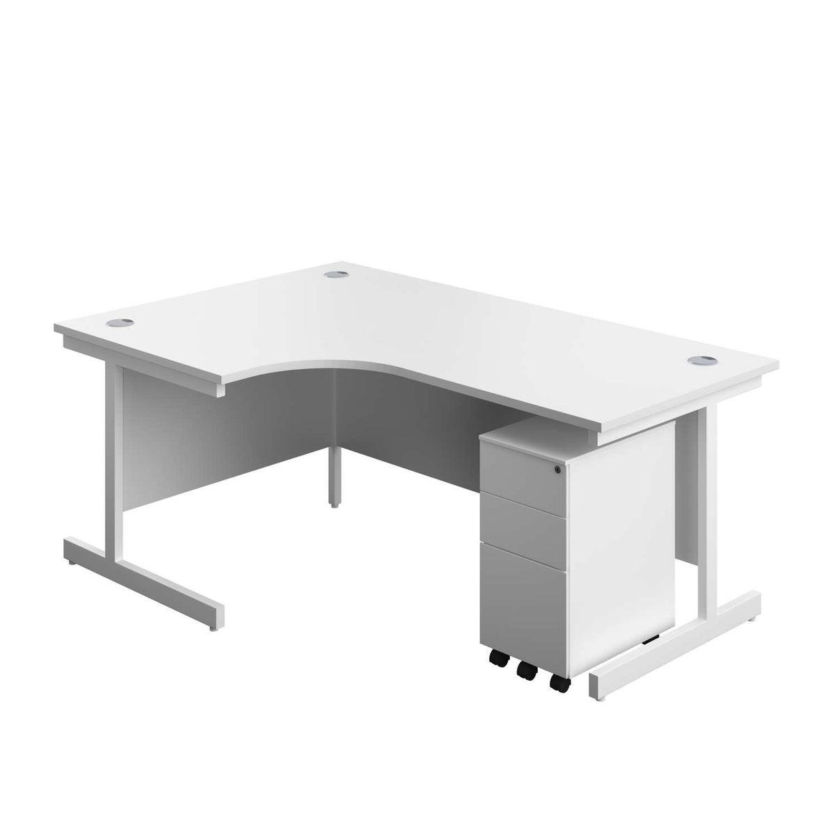Single Upright Left Hand Radial Desk + Slimline Steel Pedestal 3 ...