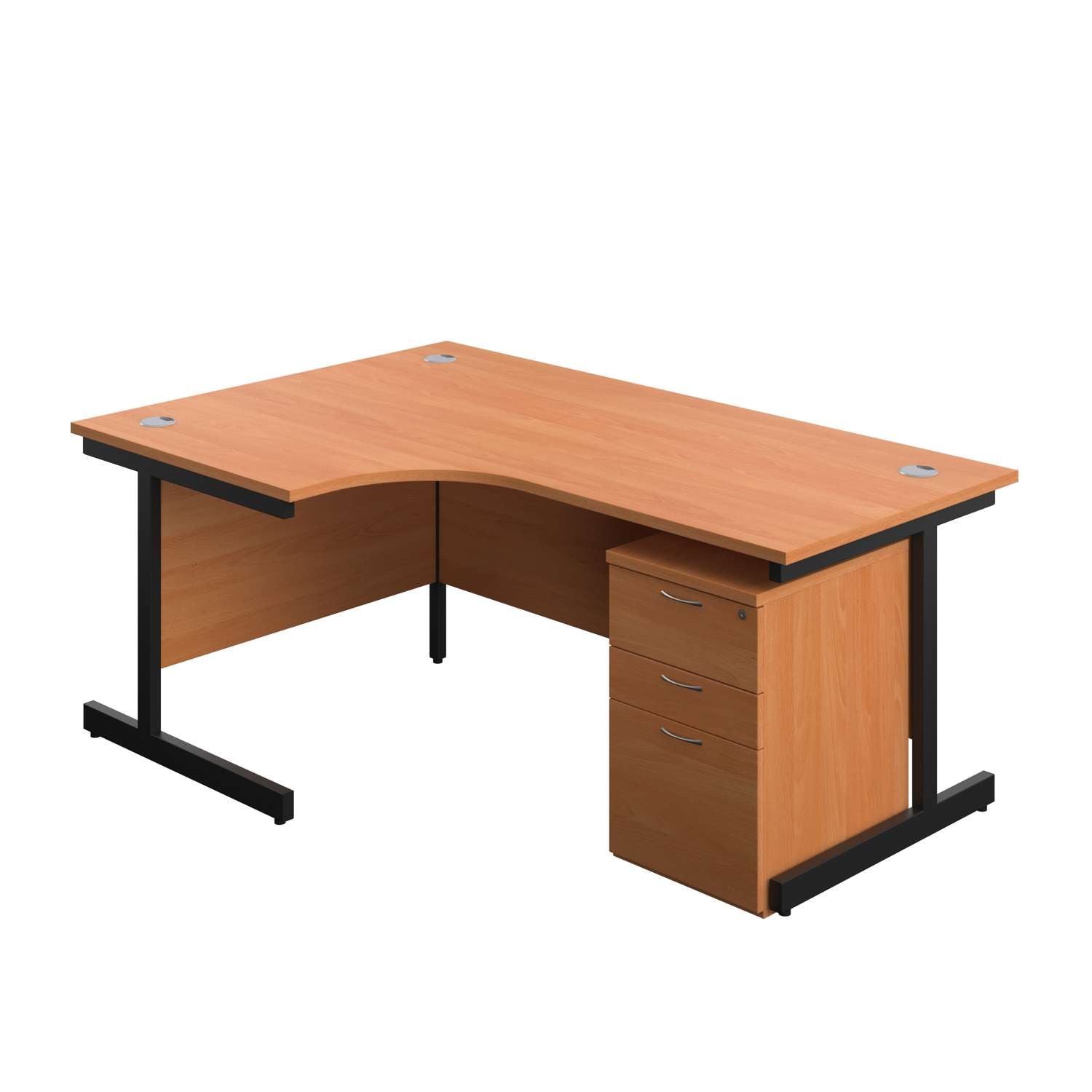 Single Upright Left Hand Radial Desk + High Mobile Pedestal 3 Drawer (FSC)