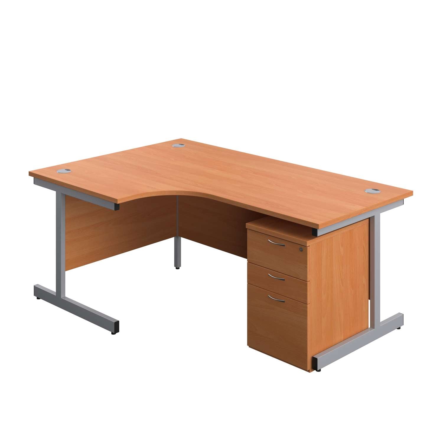 Single Upright Left Hand Radial Desk + High Mobile Pedestal 3 Drawer (FSC)