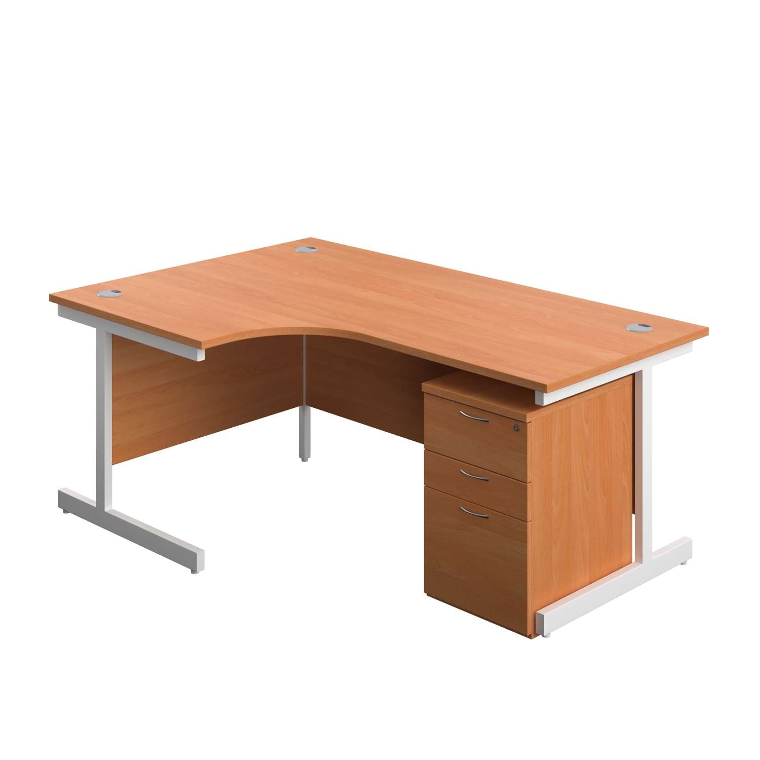 Single Upright Left Hand Radial Desk + High Mobile Pedestal 3 Drawer (FSC)