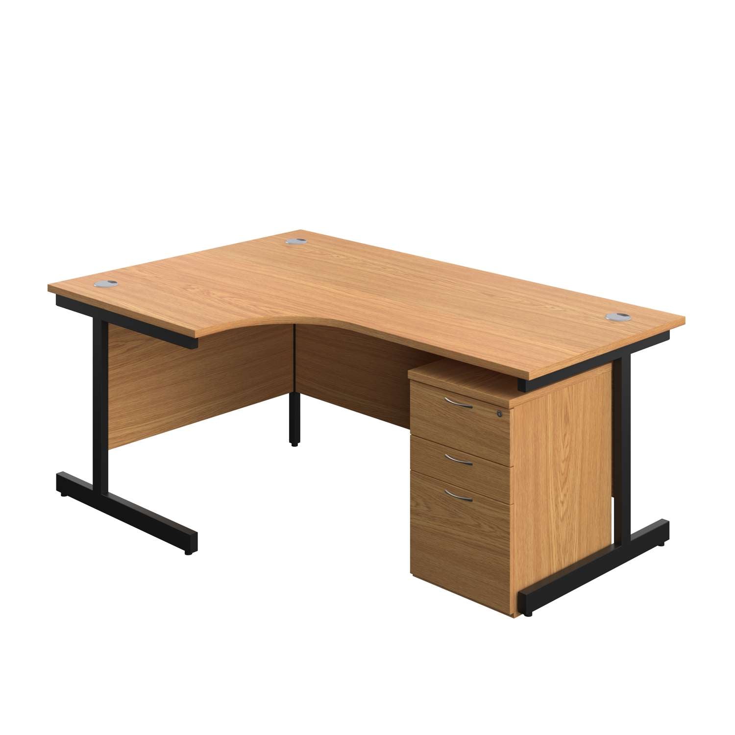 Single Upright Left Hand Radial Desk + High Mobile Pedestal 3 Drawer (FSC)