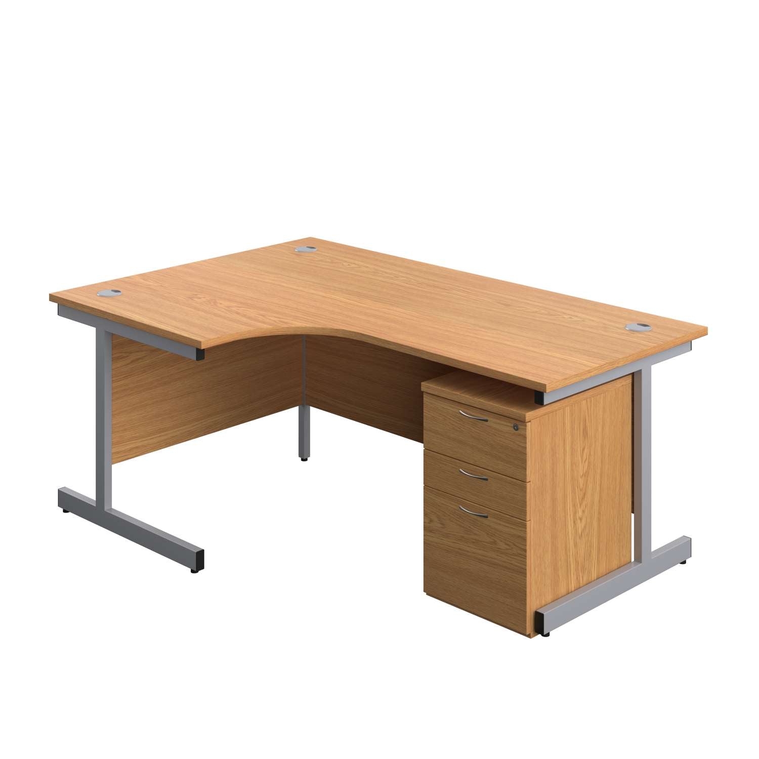 Single Upright Left Hand Radial Desk + High Mobile Pedestal 3 Drawer (FSC)