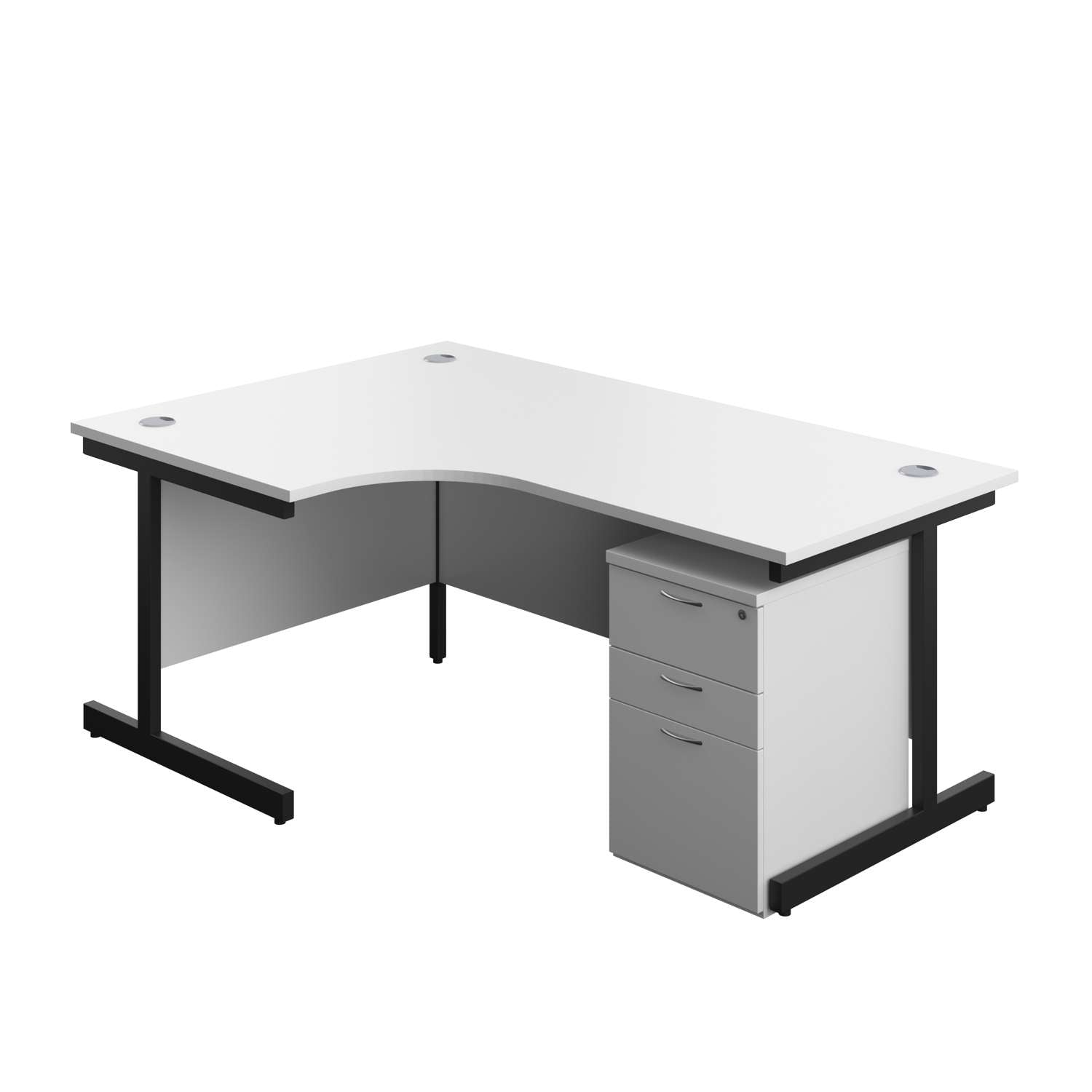 Single Upright Left Hand Radial Desk + High Mobile Pedestal 3 Drawer (FSC)