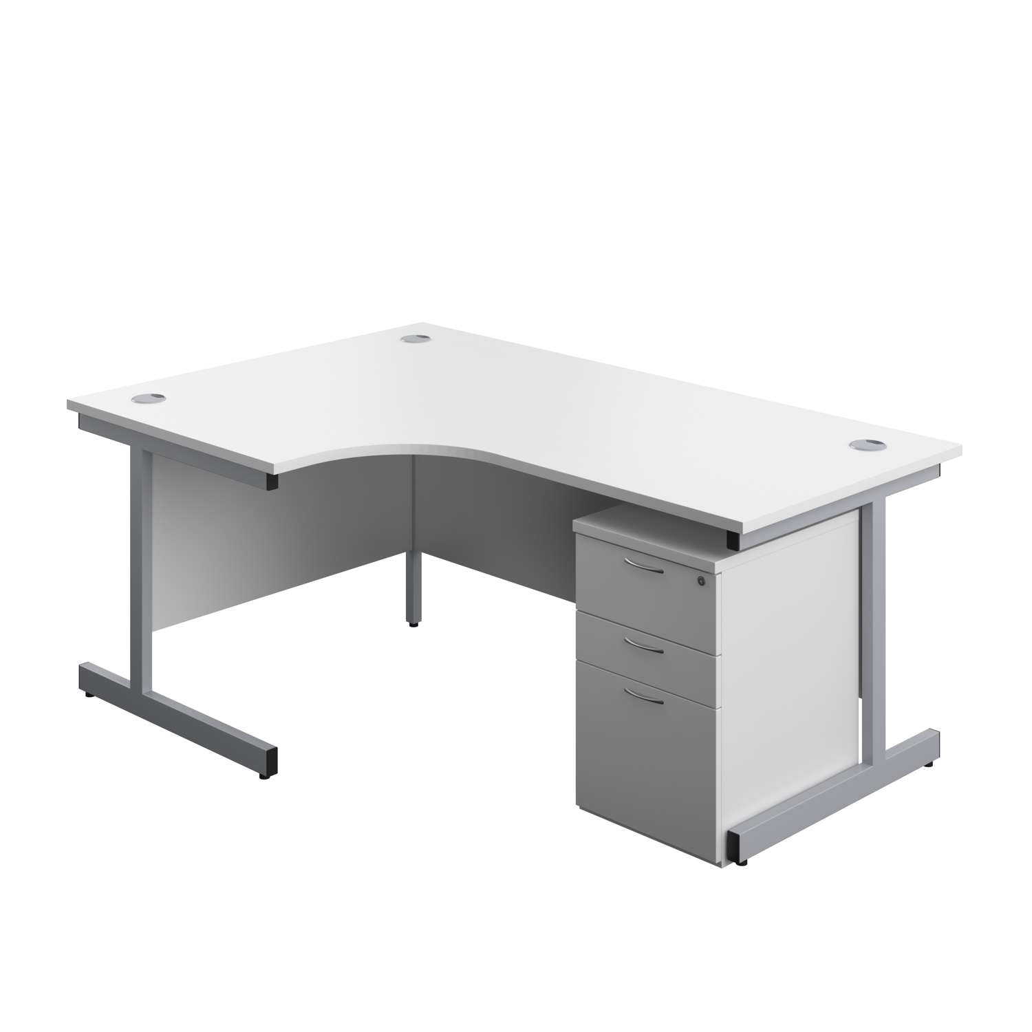 Single Upright Left Hand Radial Desk + High Mobile Pedestal 3 Drawer (FSC)