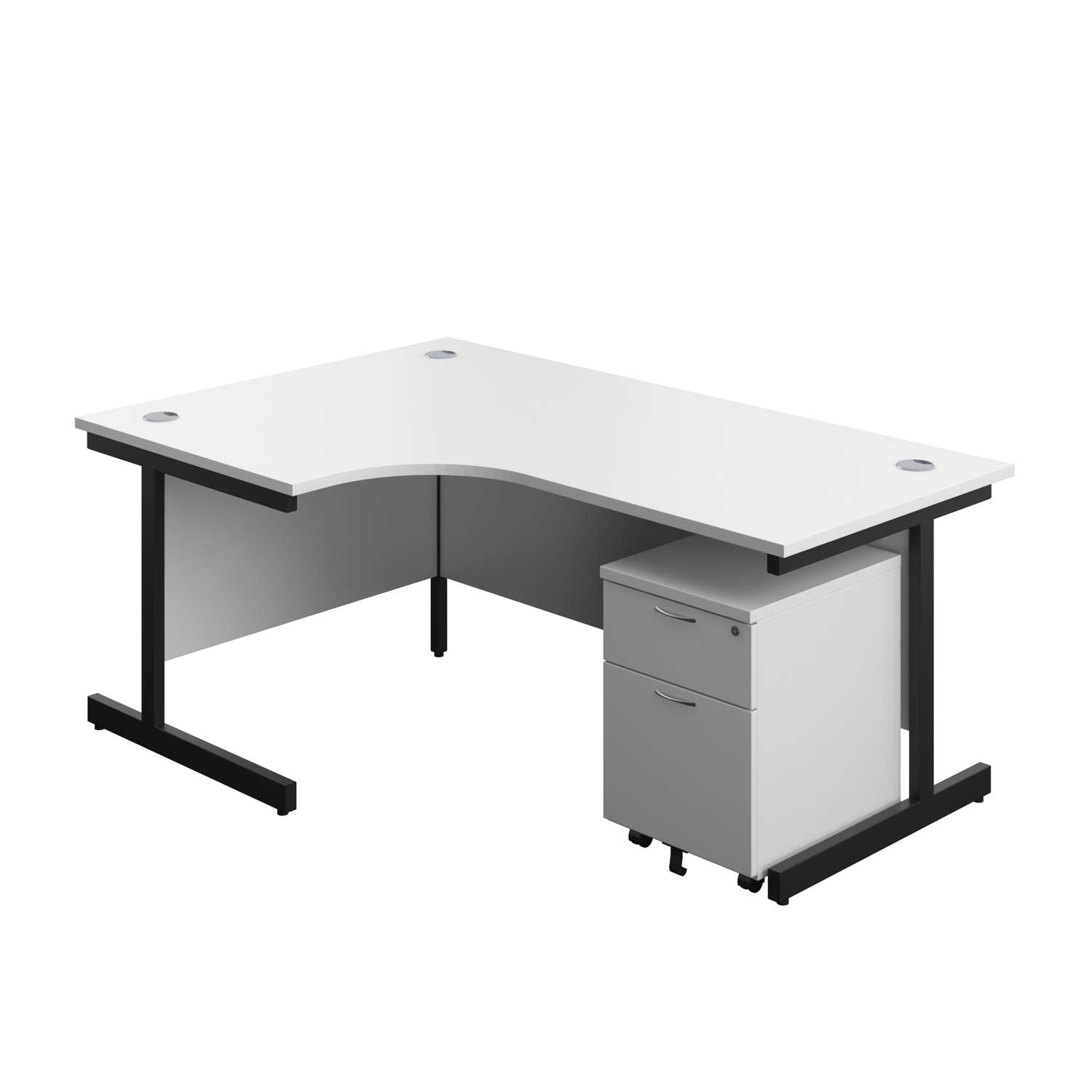 Single Upright Left Hand Radial Desk + Mobile 2 Drawer Pedestal (FSC)