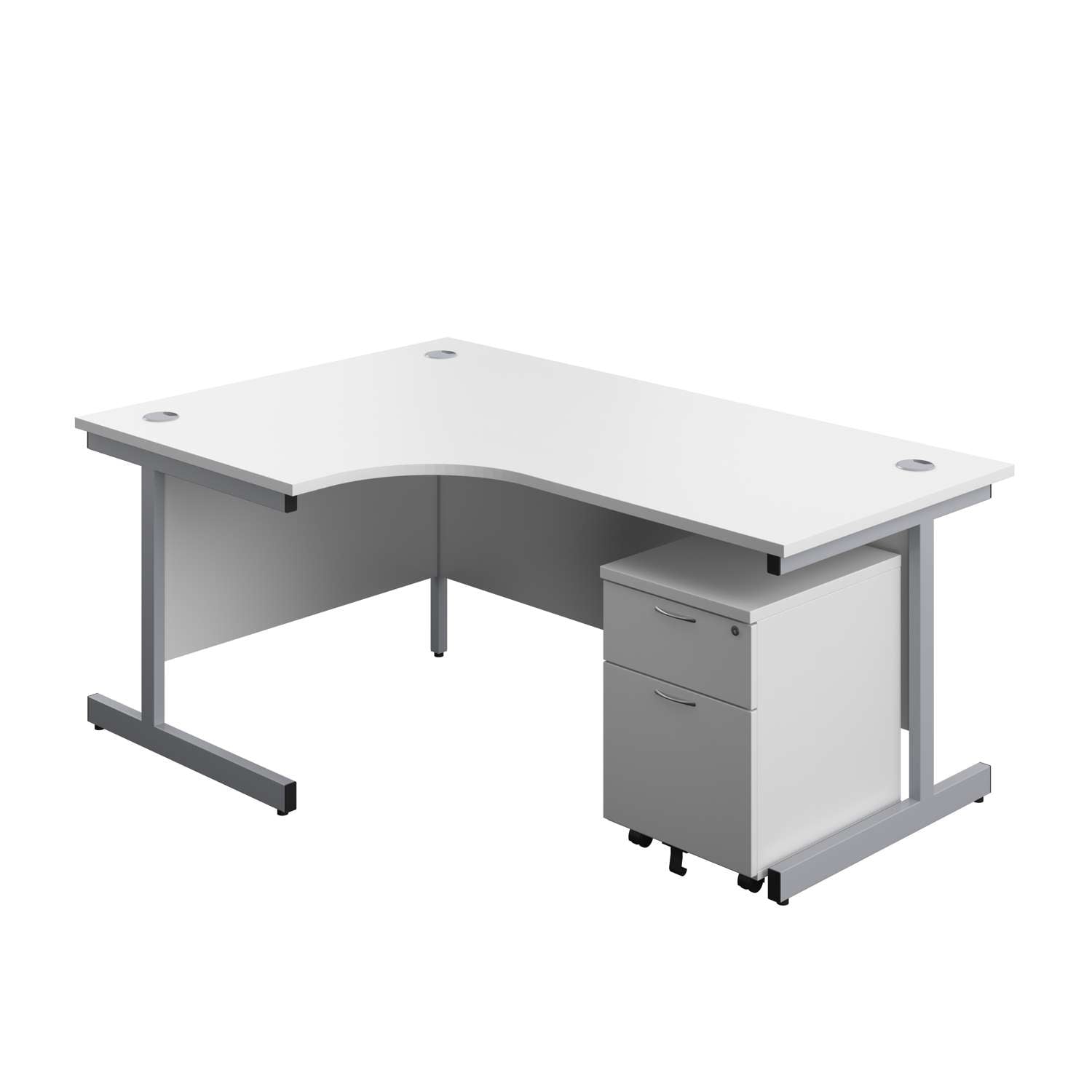 Single Upright Left Hand Radial Desk + Mobile 2 Drawer Pedestal (FSC)