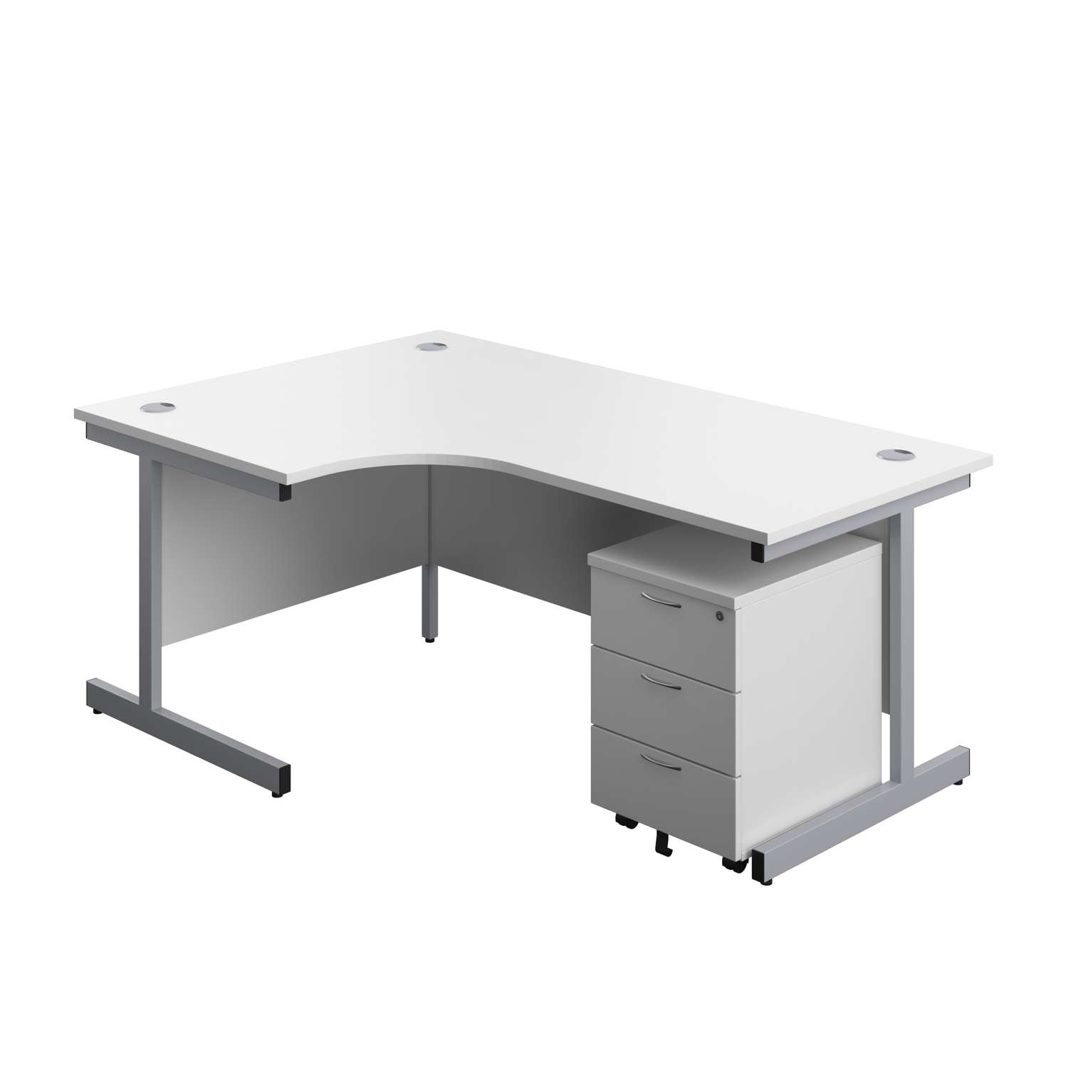 Single Upright Left Hand Radial Desk + Mobile 3 Drawer Pedestal (FSC)