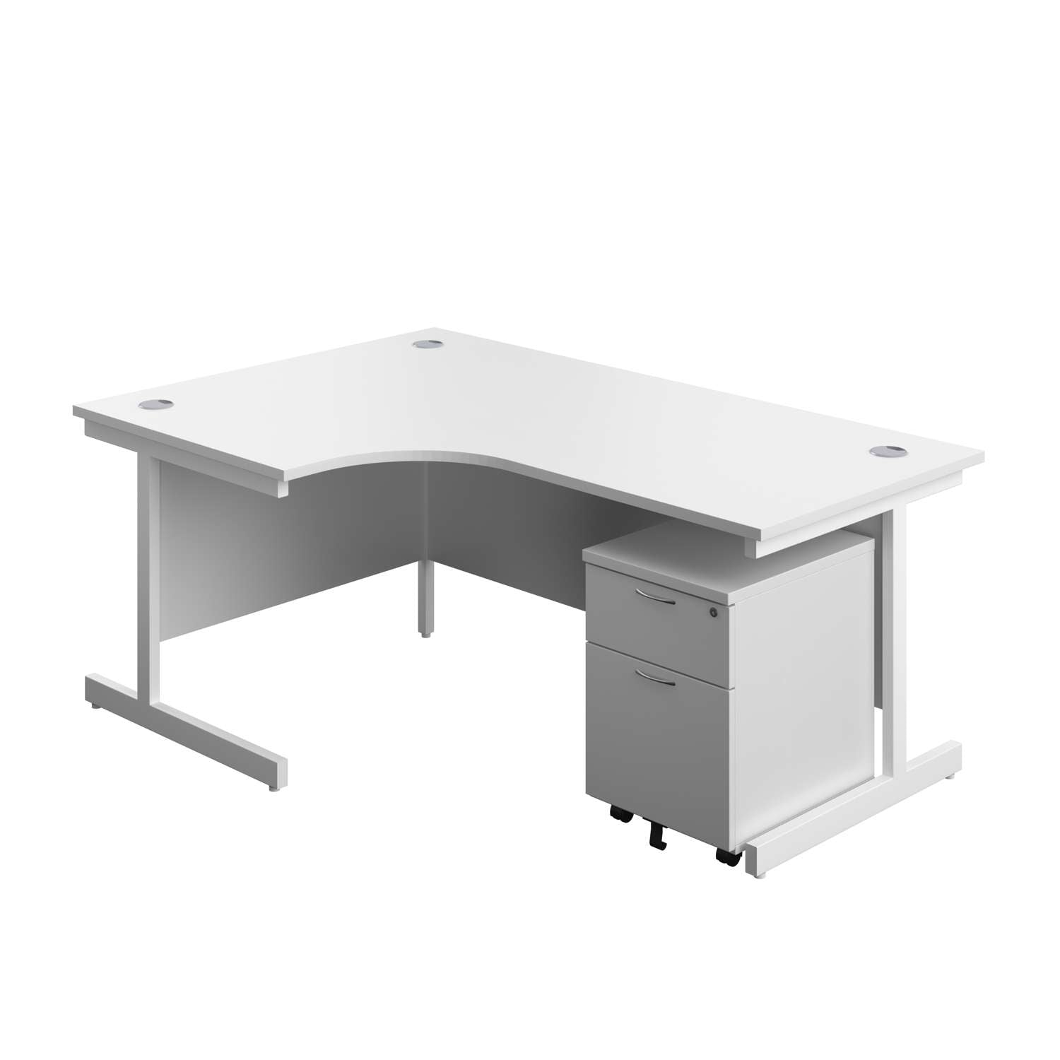 Single Upright Left Hand Radial Desk + Mobile 2 Drawer Pedestal (FSC)