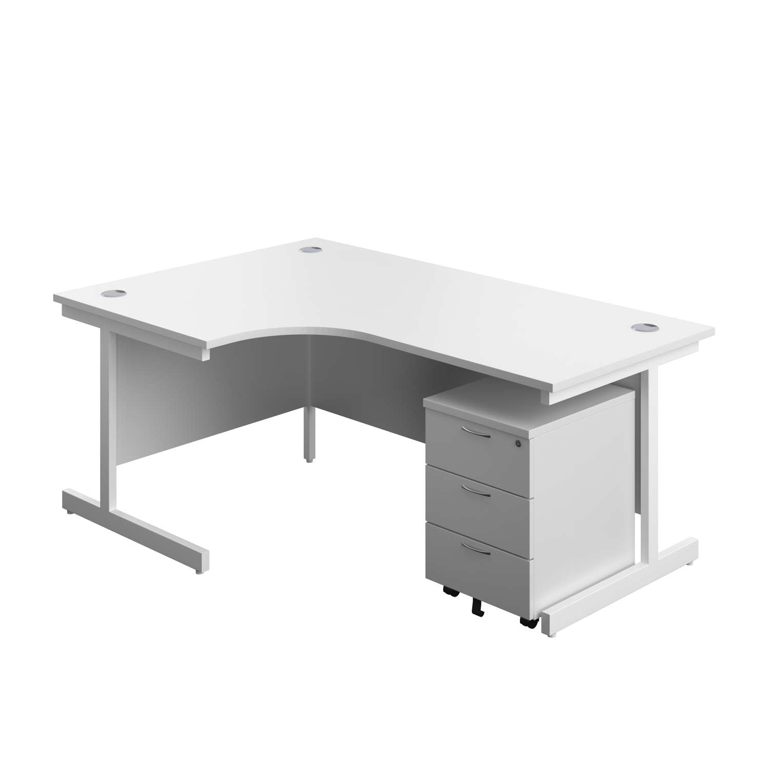 Single Upright Left Hand Radial Desk + Mobile 3 Drawer Pedestal (FSC)