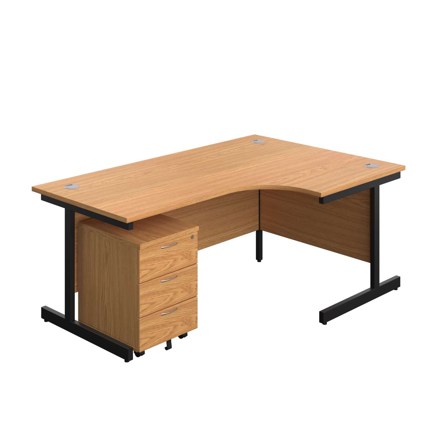 Single Upright Right Hand Radial Desk + Mobile 3 Drawer Pedestal (FSC)