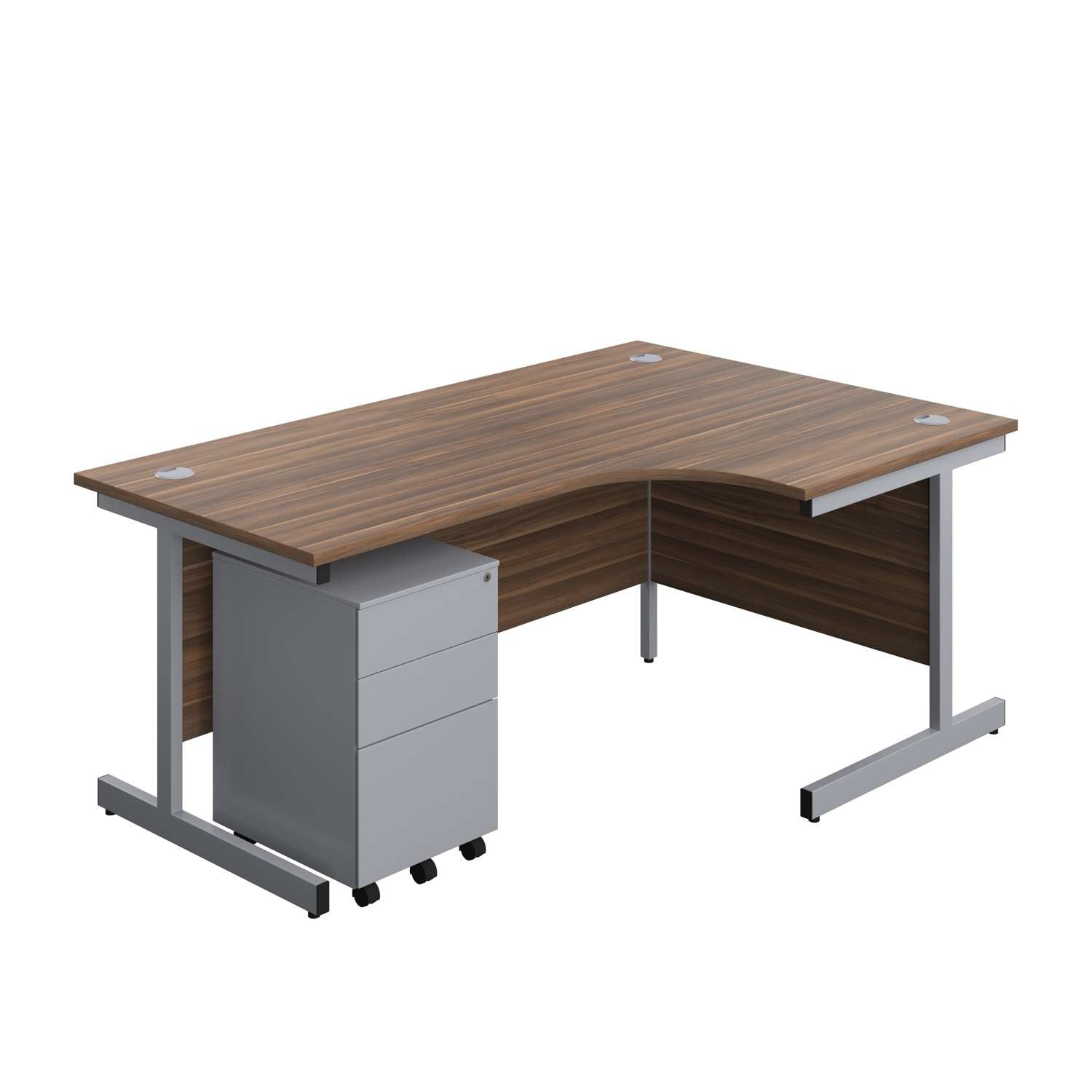 Single Upright Right Hand Radial Desk + Under Desk Steel Pedestal 3 Drawers (FSC)