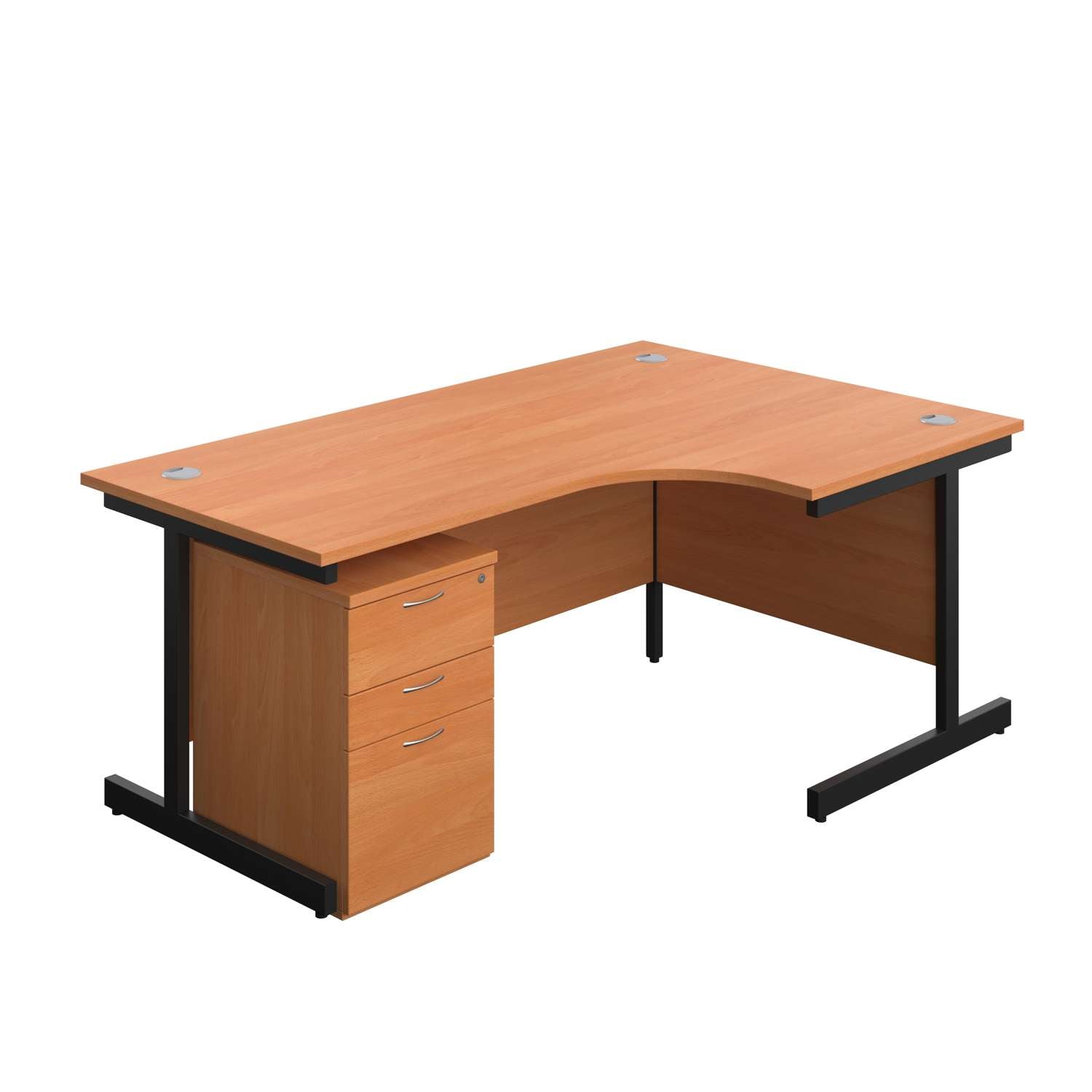 Single Upright Right Hand Radial Desk + High Mobile Pedestal 3 Drawer (FSC)