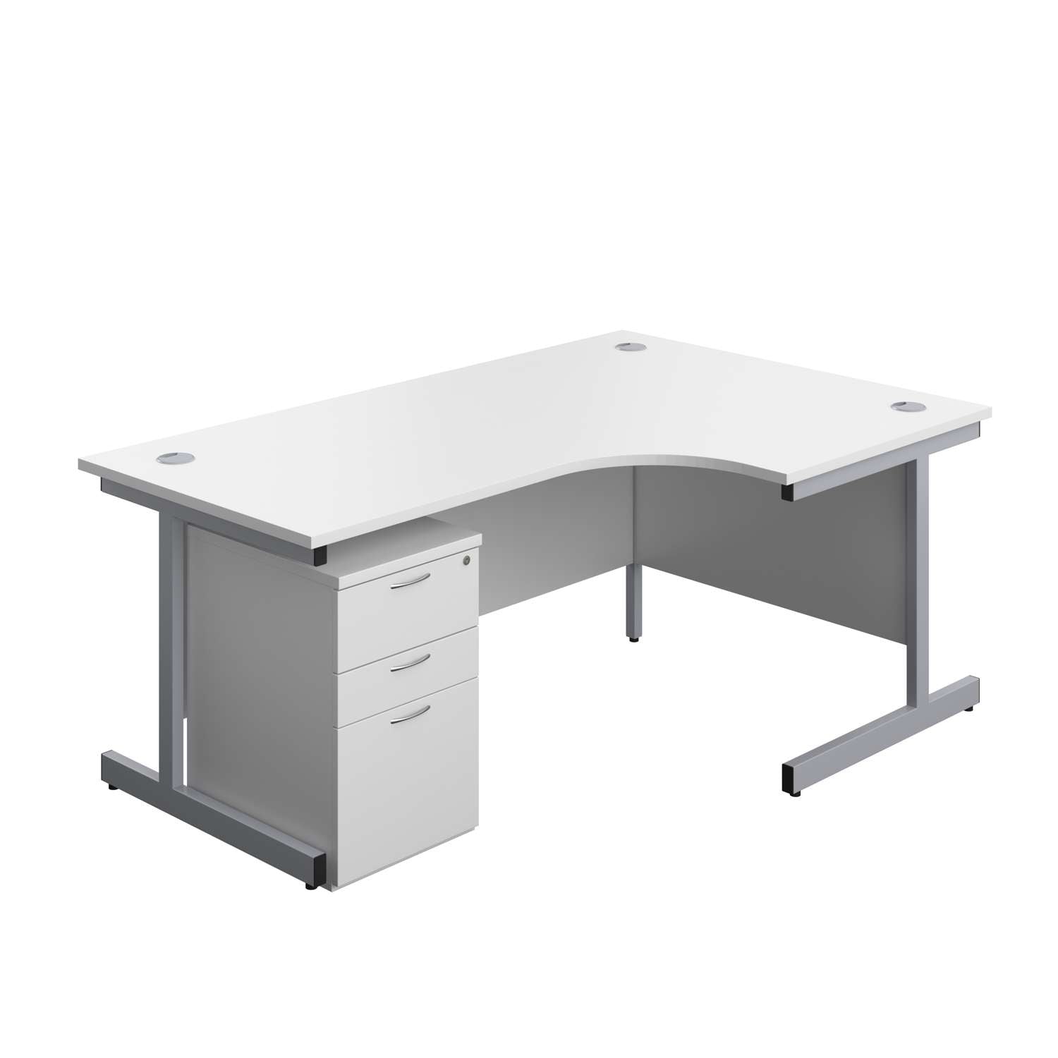 Single Upright Right Hand Radial Desk + High Mobile Pedestal 3 Drawer (FSC)