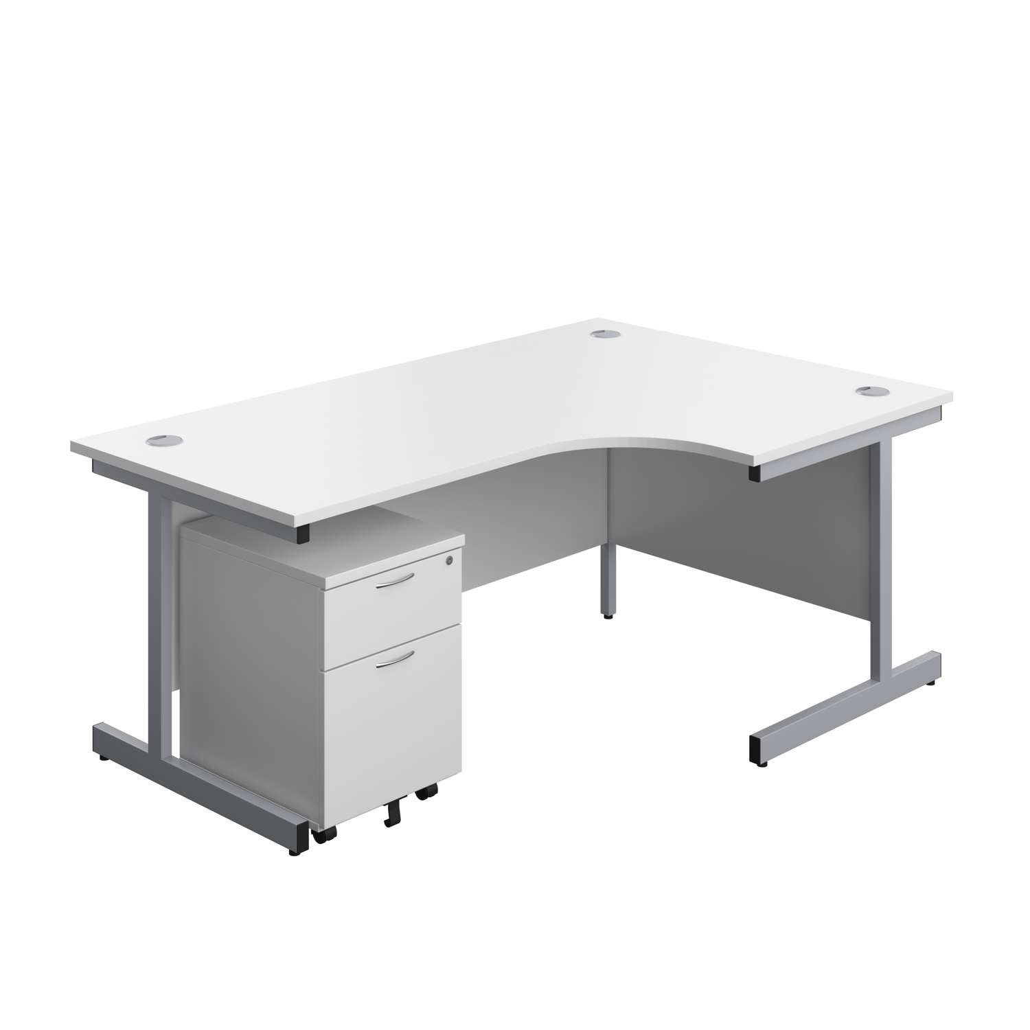 Single Upright Right Hand Radial Desk + Mobile 2 Drawer Pedestal (FSC)