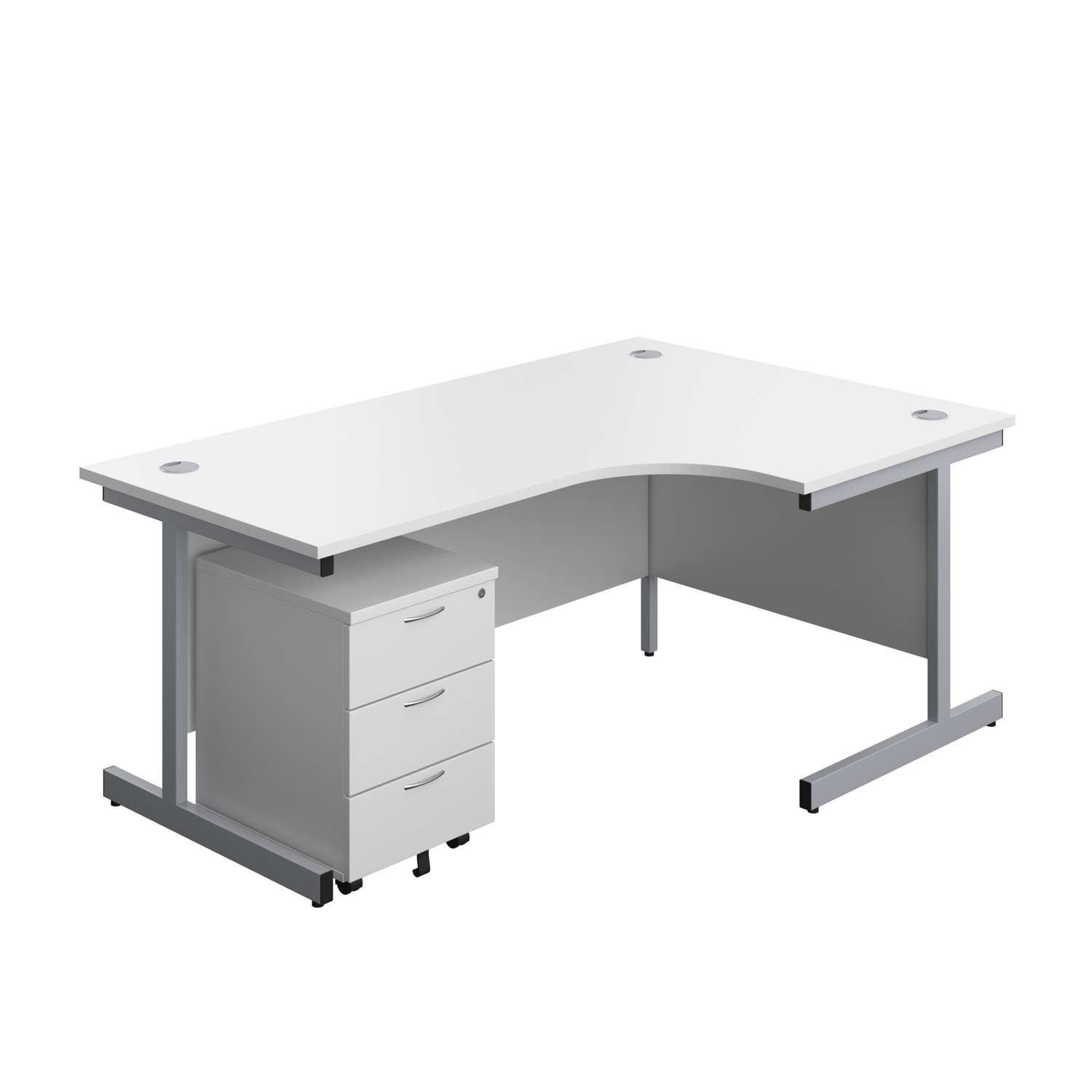 Single Upright Right Hand Radial Desk + Mobile 3 Drawer Pedestal (FSC)