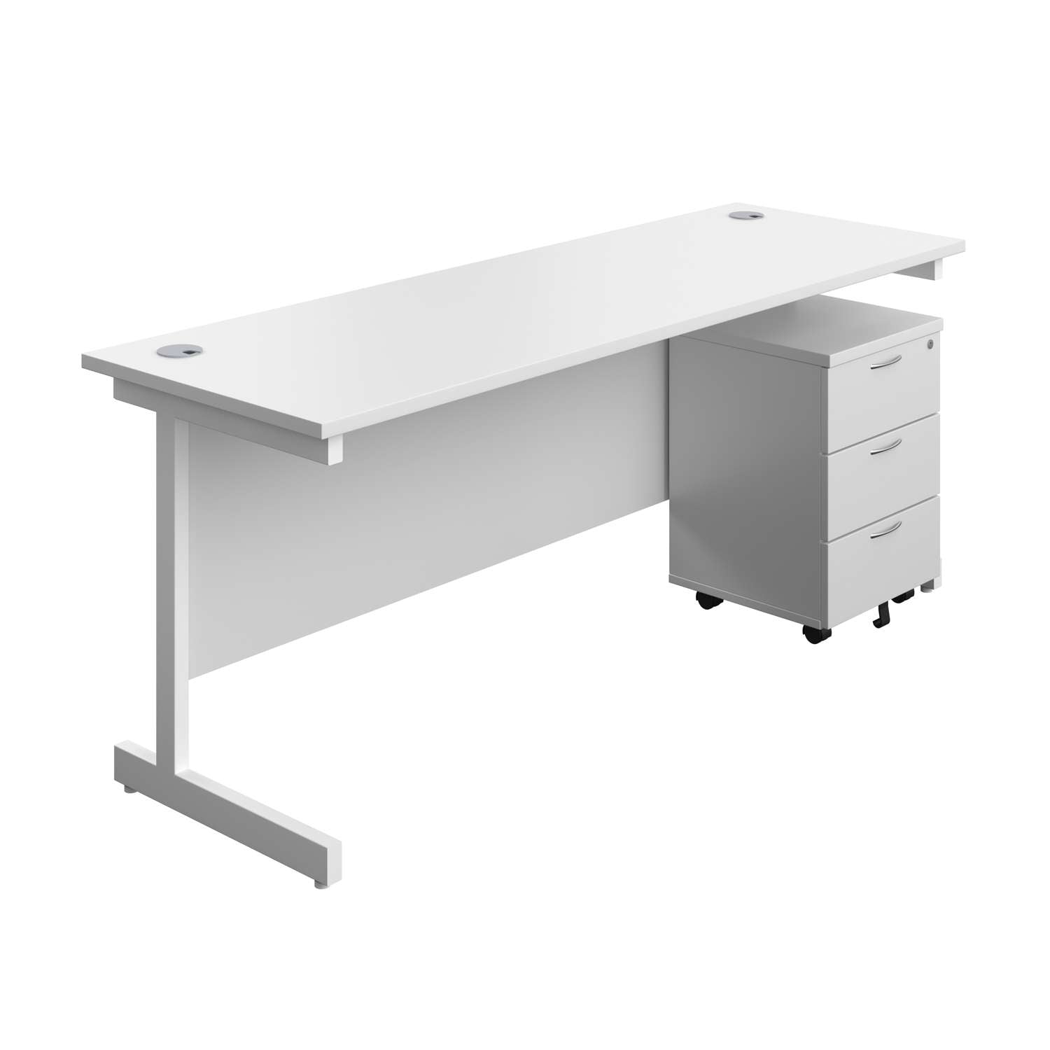 Single Upright Rectangular Desk + Mobile 3 Drawer Pedestal (FSC)