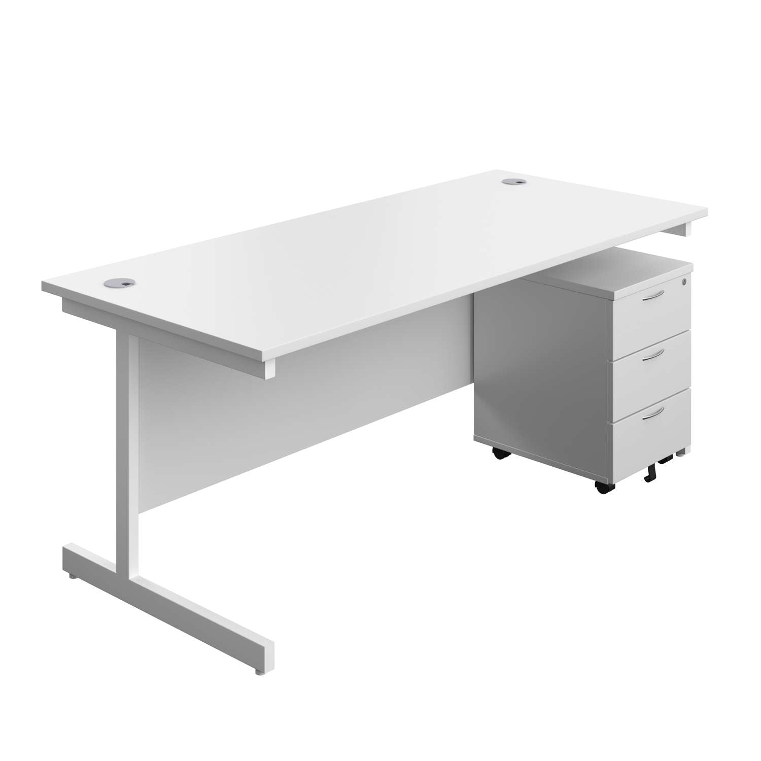 Single Upright Rectangular Desk + Mobile 3 Drawer Pedestal (FSC)