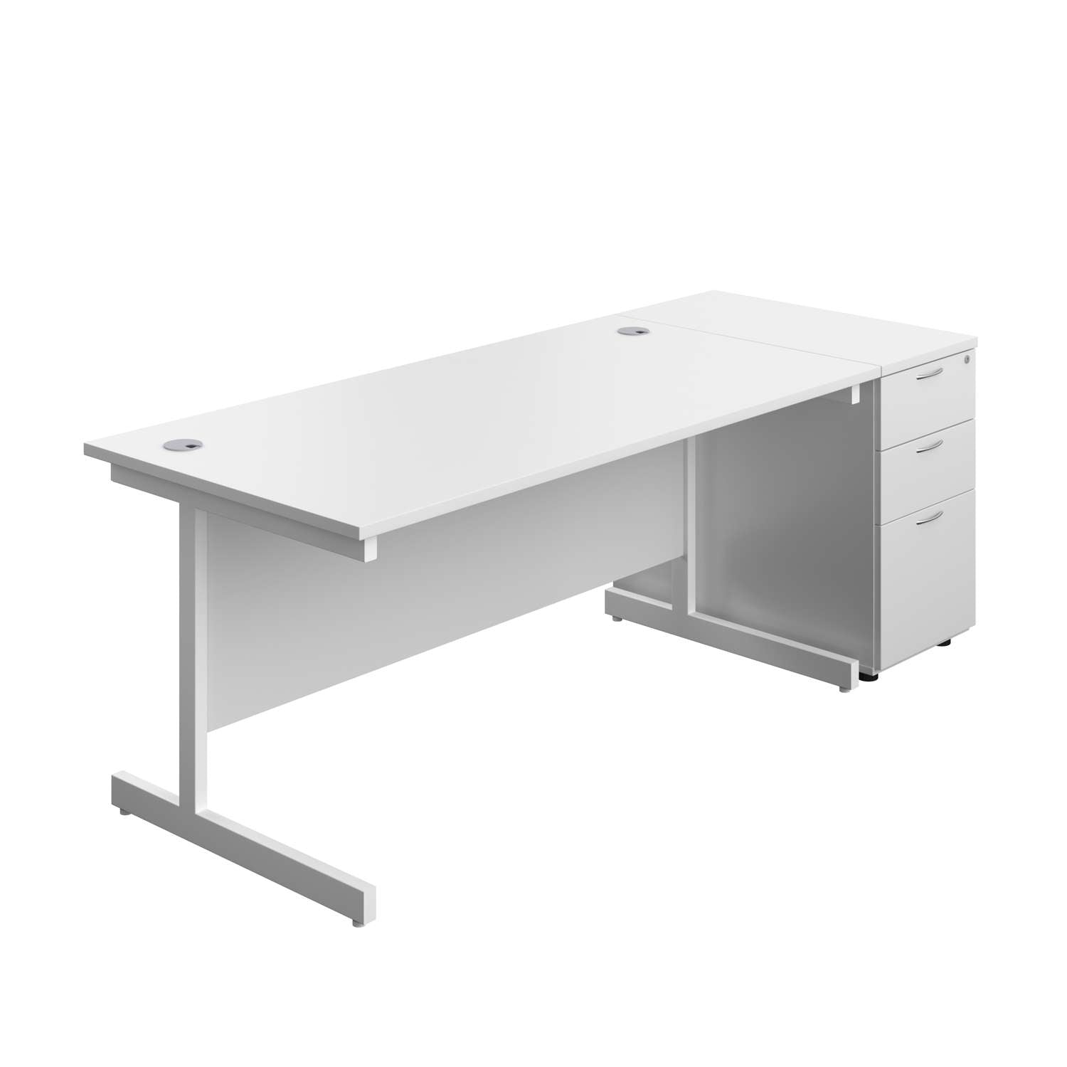 Single Upright Rectangular Desk + Desk High 3 Drawer Pedestal (FSC)