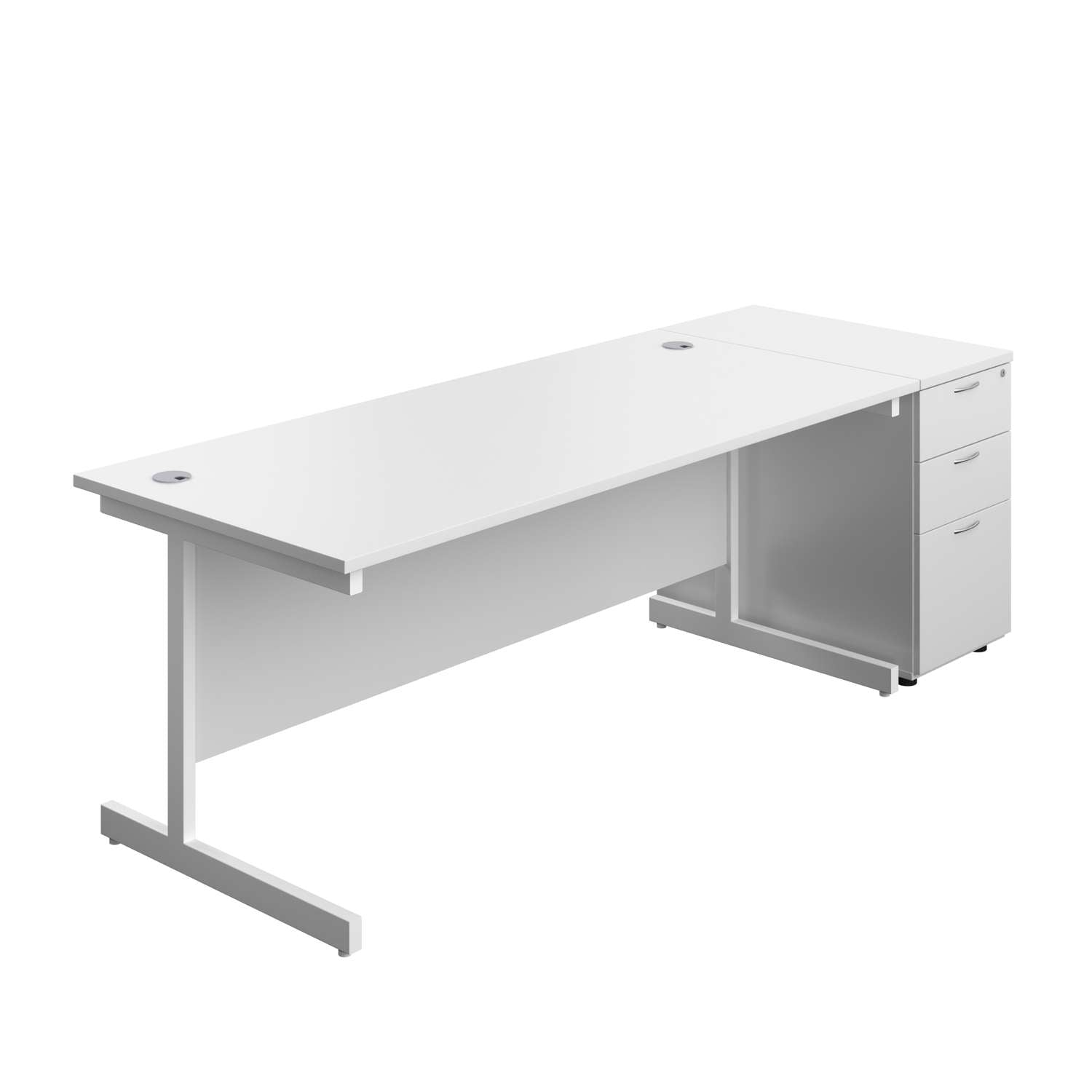 Single Upright Rectangular Desk + Desk High 3 Drawer Pedestal (FSC)