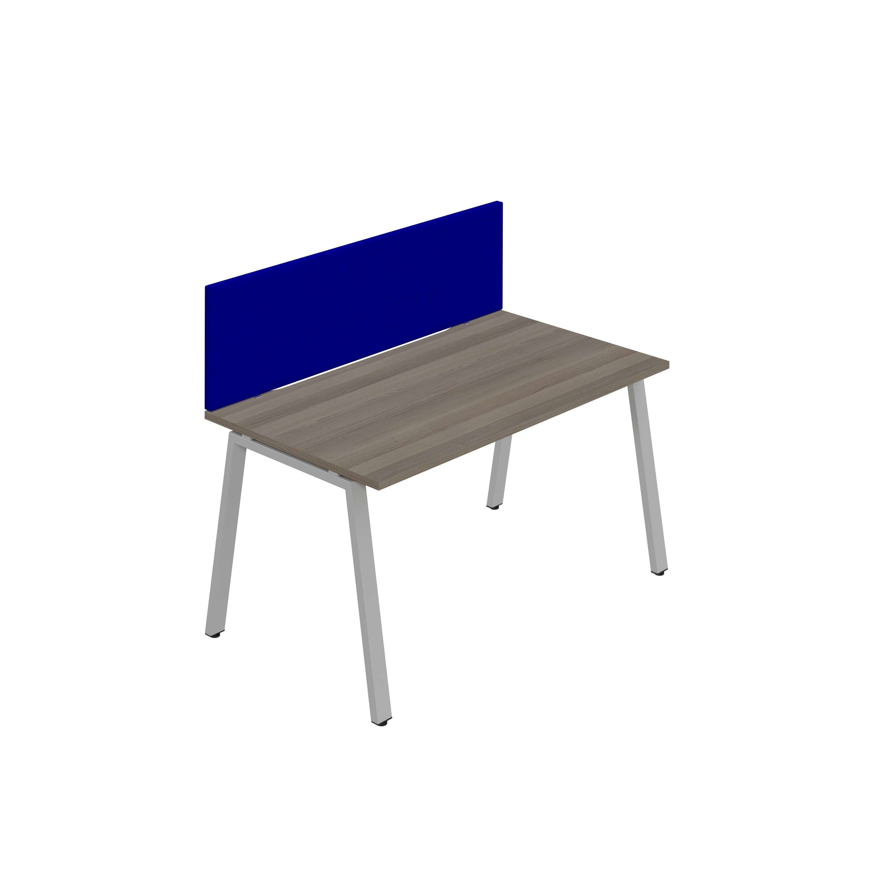 Synergy 1SP Bench Desk|1200X800mm|A-Frame|Grey Oak/Silver|Royal Blue Screen
