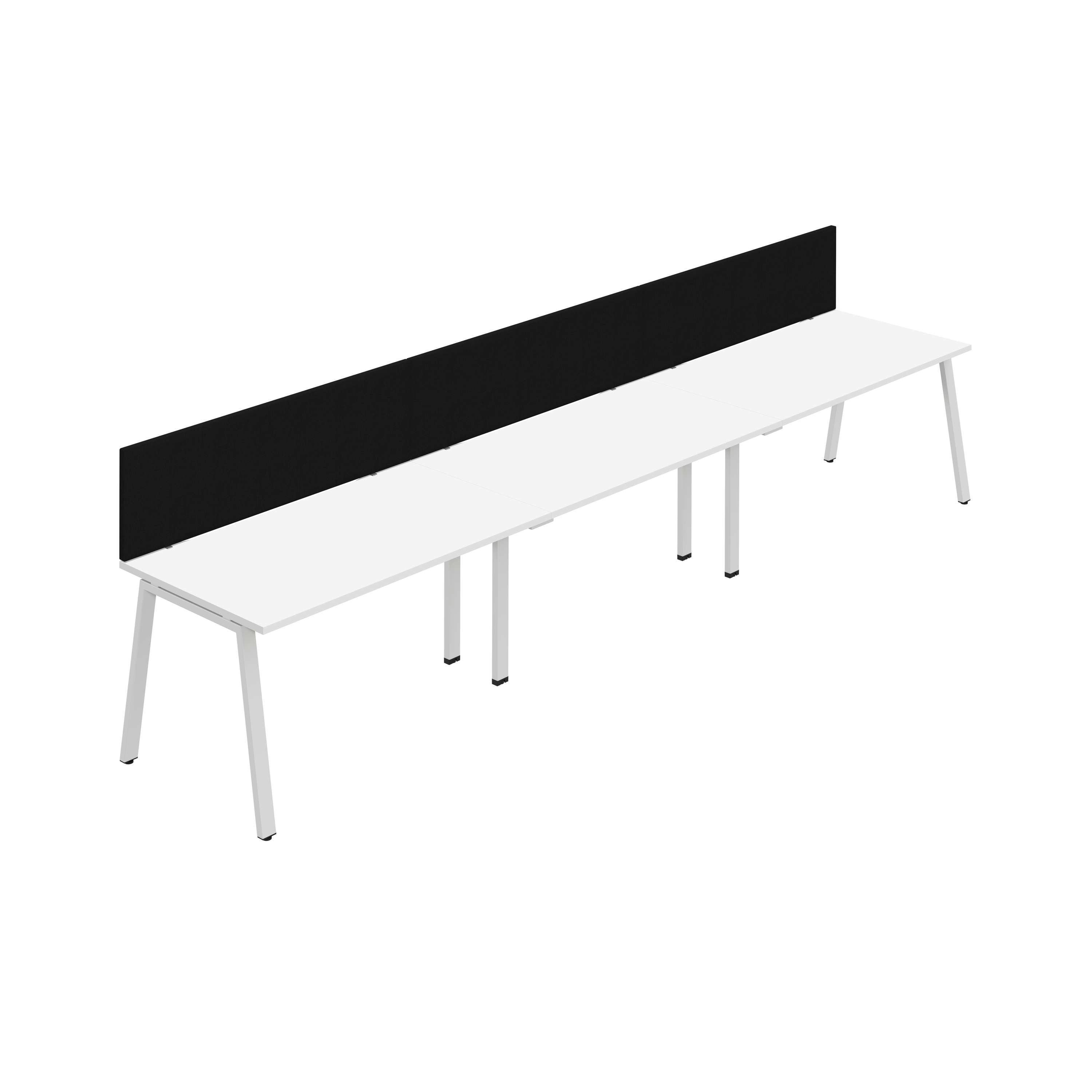 Synergy 3SP Bench Desk|1200X800mm|A-Frame|White/White|Black Screen