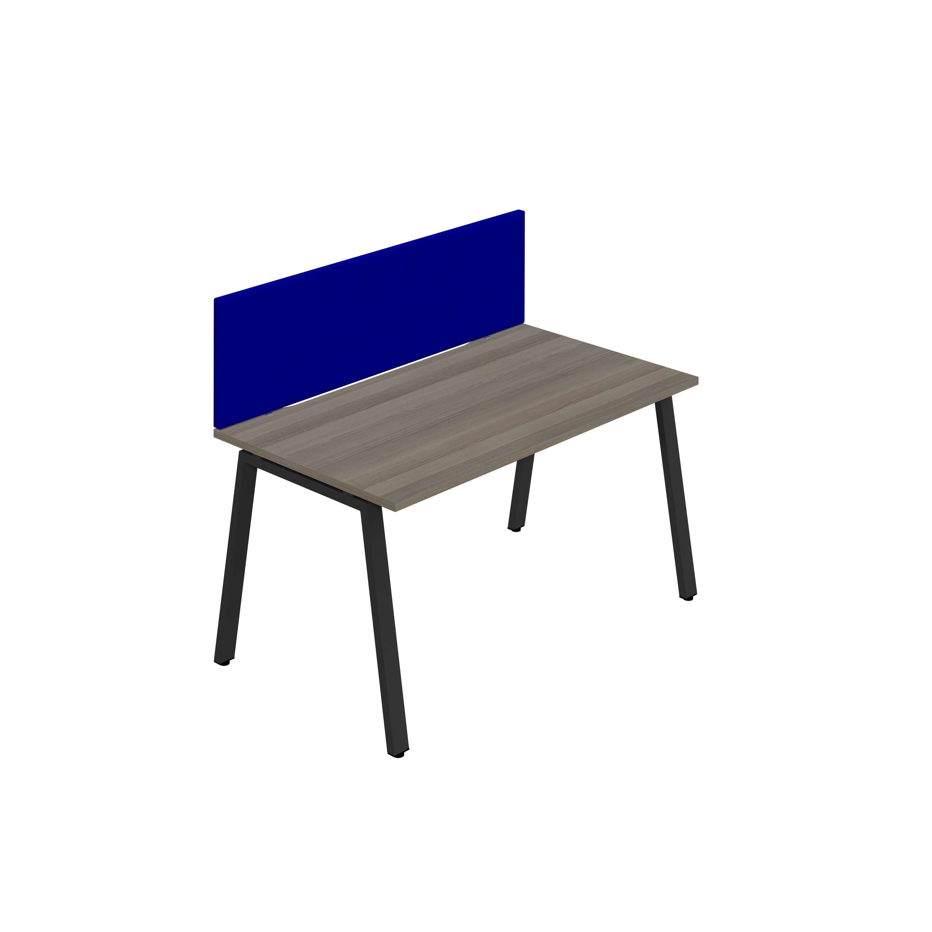 Synergy 1SP Bench Desk|1400X800mm|A-Frame|Grey Oak/Black|Royal Blue Screen