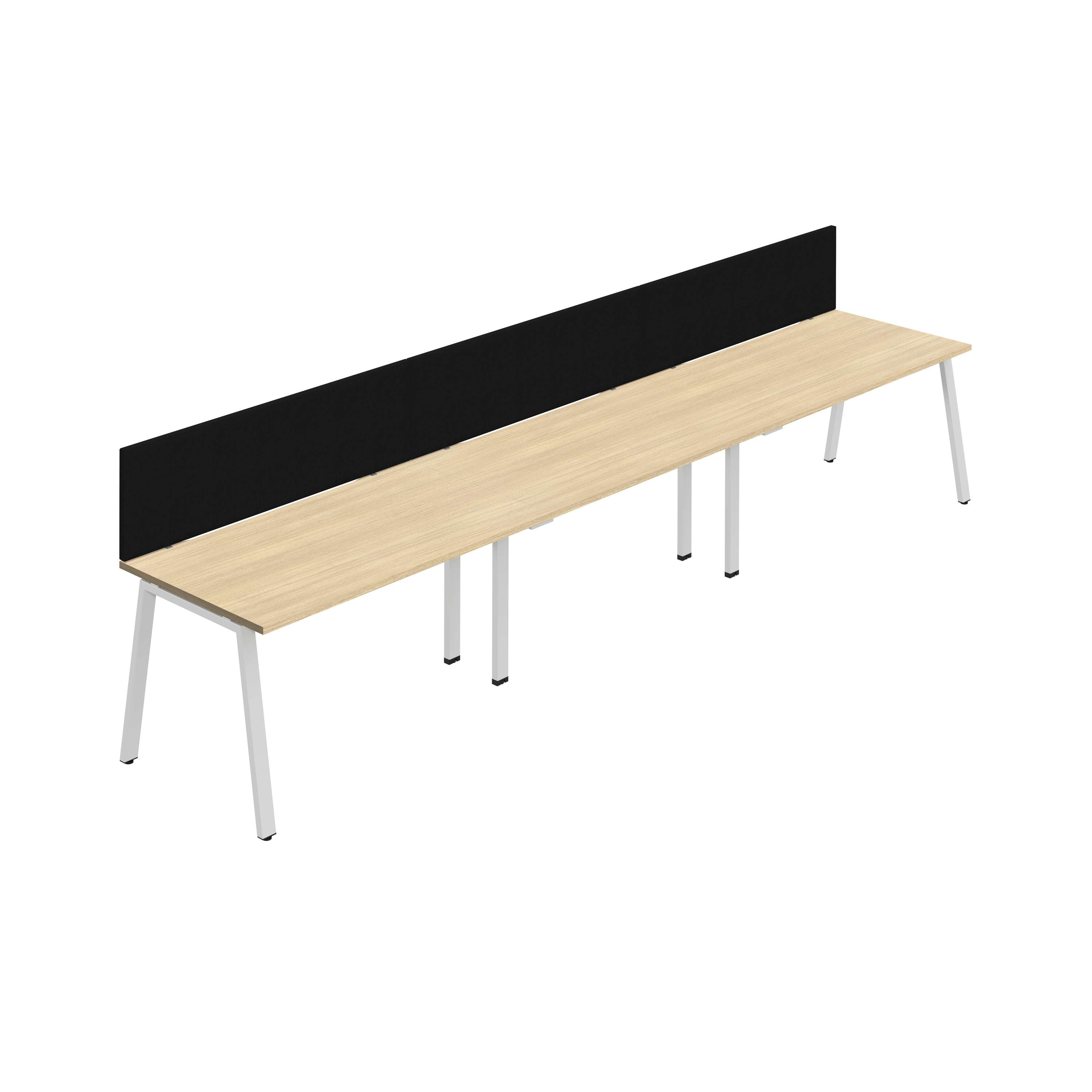 Synergy 3SP Bench Desk|1400X800mm|A-Frame|Nova Oak/White|Black Screen