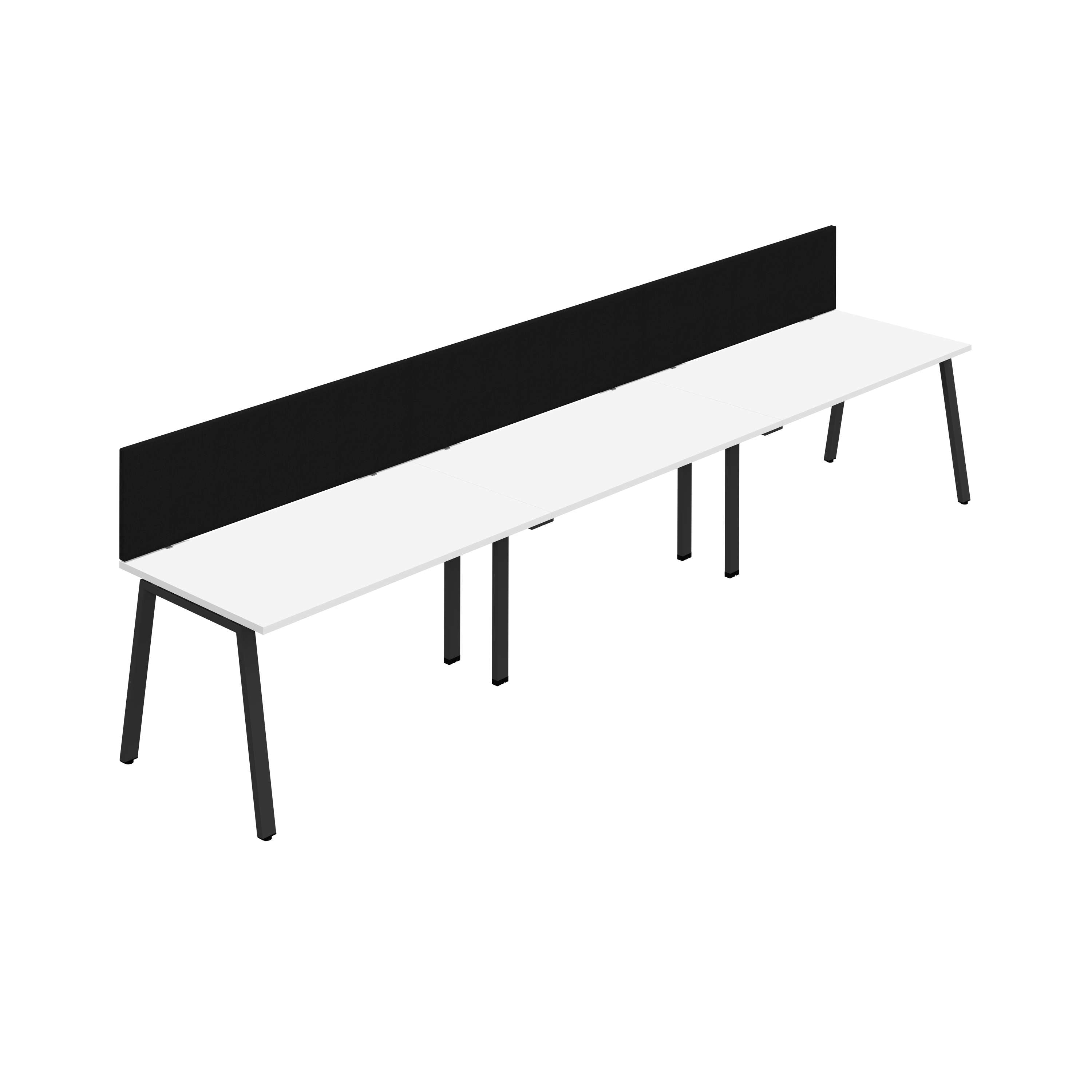 Synergy 3SP Bench Desk|1400X800mm|A-Frame|White/Black|Black Screen