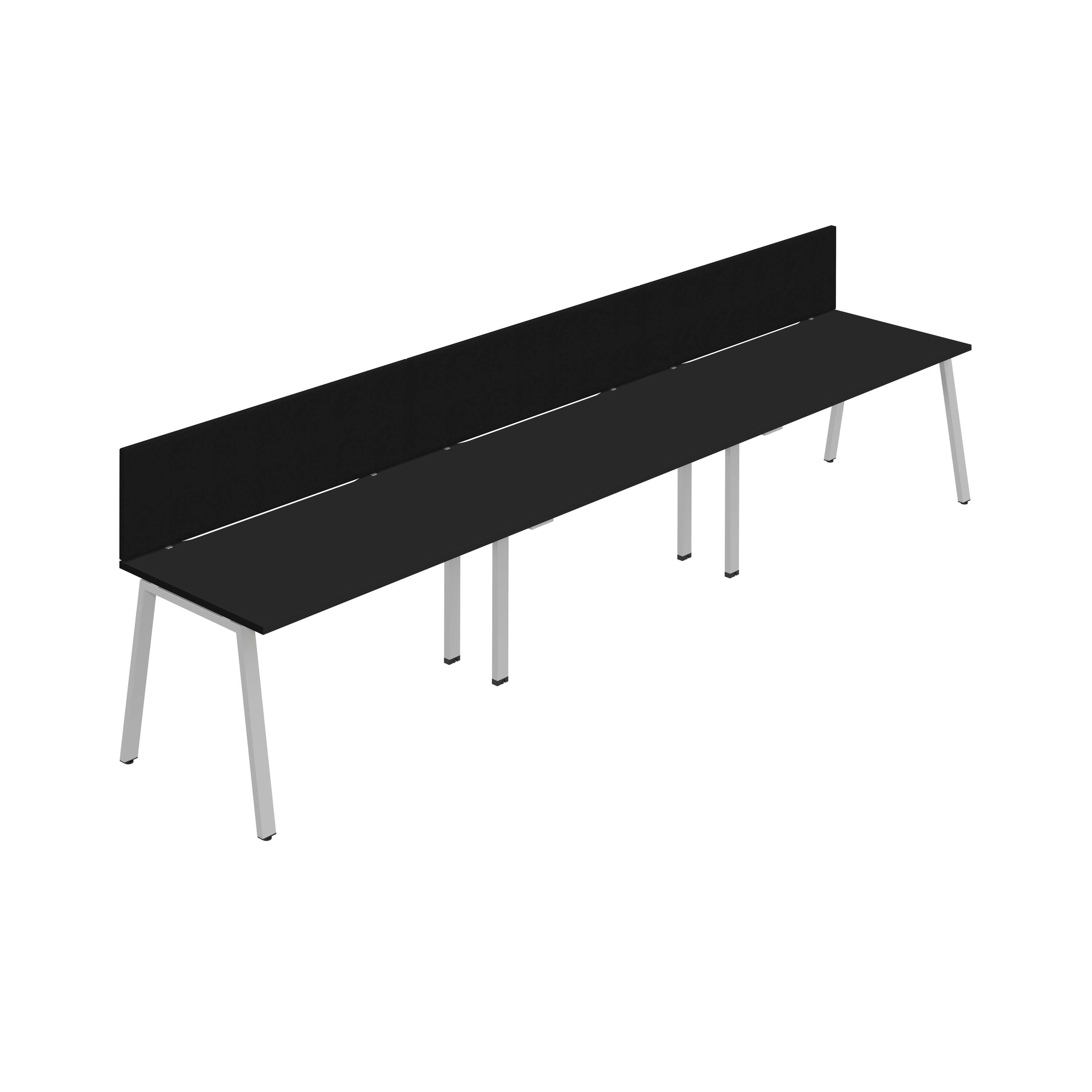 Synergy 3SP Bench Desk|1600X800mm|A-Frame|Black/Silver|Black Screen