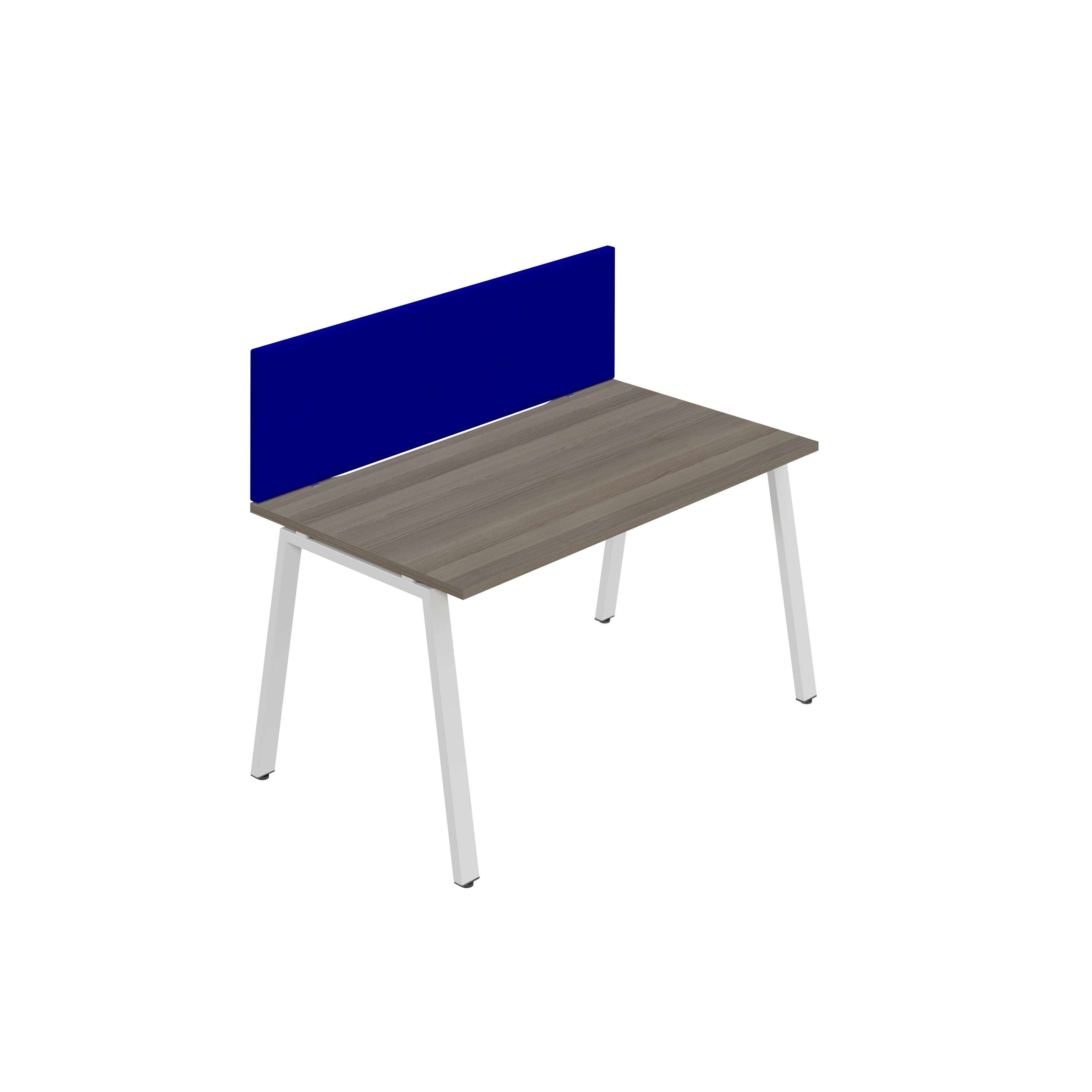 Synergy 1SP Bench Desk|1600X800mm|A-Frame|Grey Oak/White|Royal Blue Screen